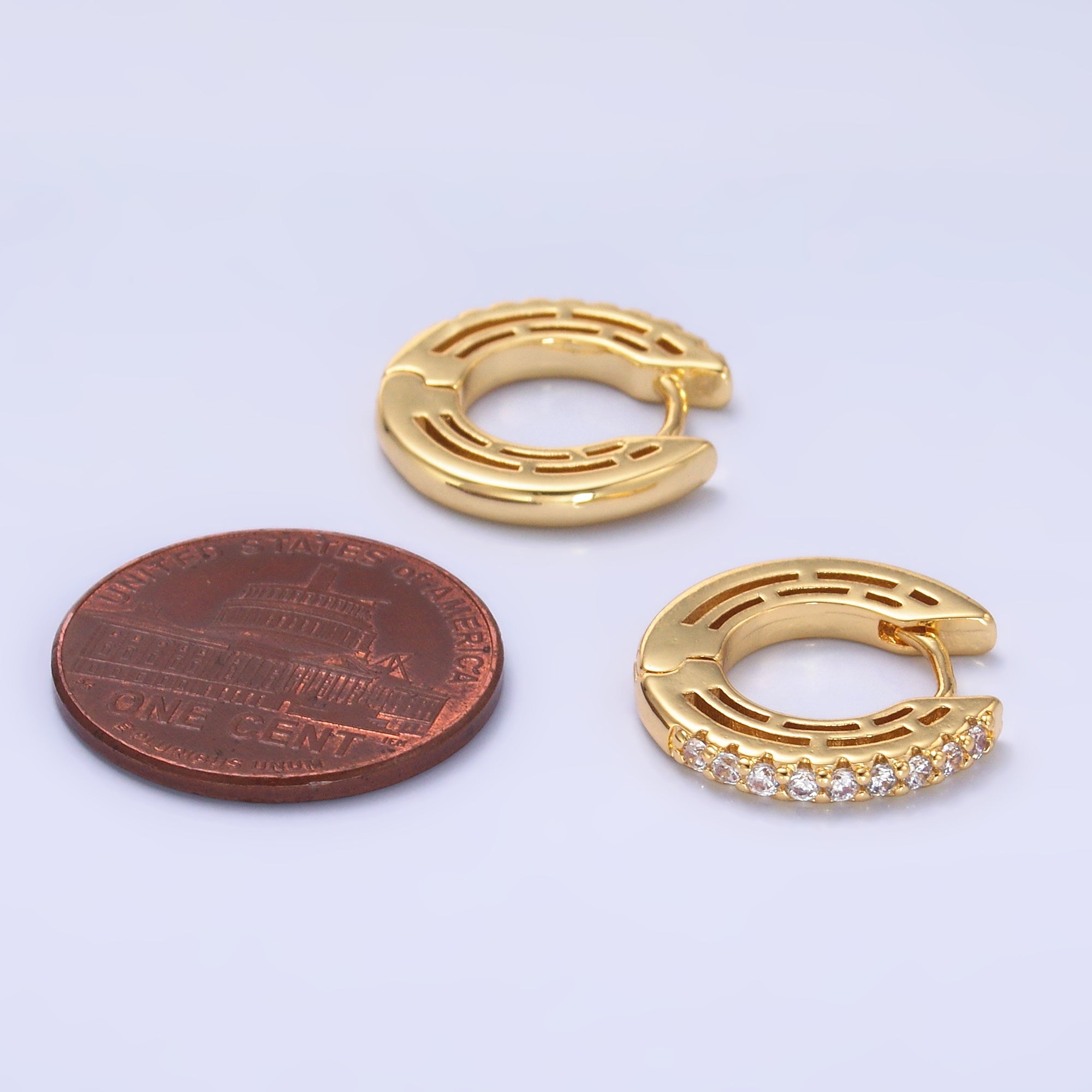 24K Gold Filled 16mm Micro Paved CZ Huggie Hoop Earrings | AD337