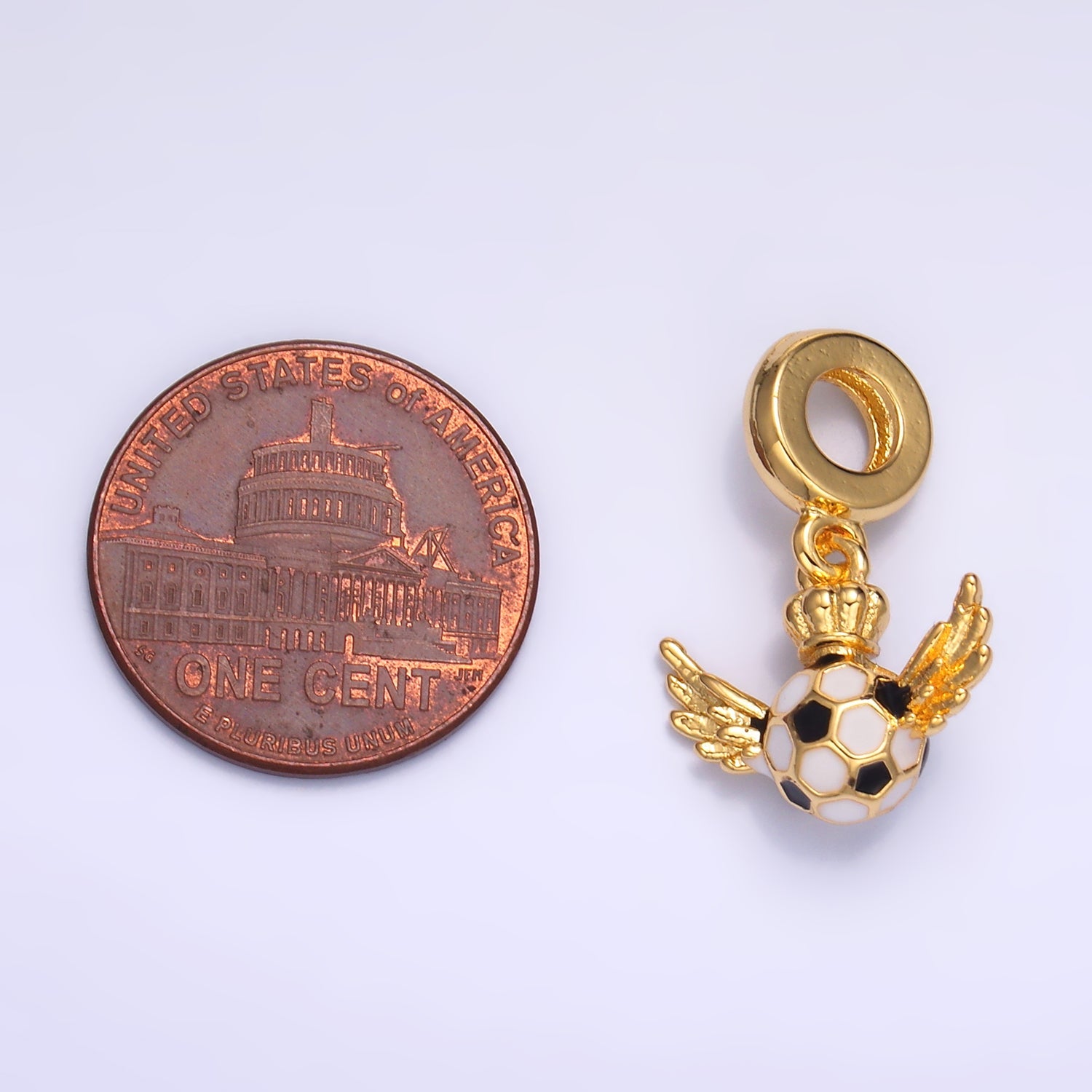24K Gold Filled Soccer Wings Crown Rhondelle Drop Pendant | C888