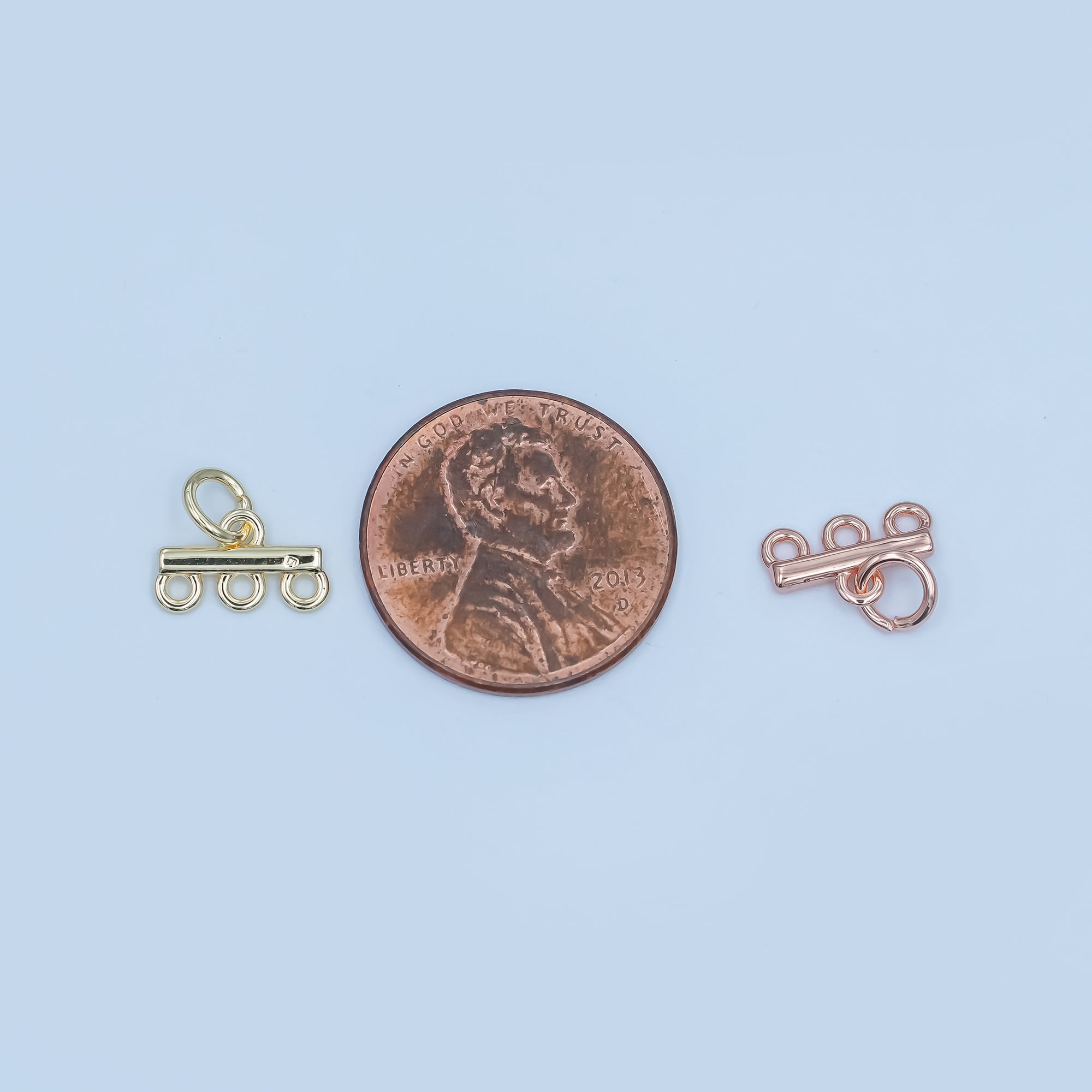 24K Gold Filled Triple Loop Drop Charm Bar Findings in Gold, Silver & Rose Gold | Z1149 Z1150