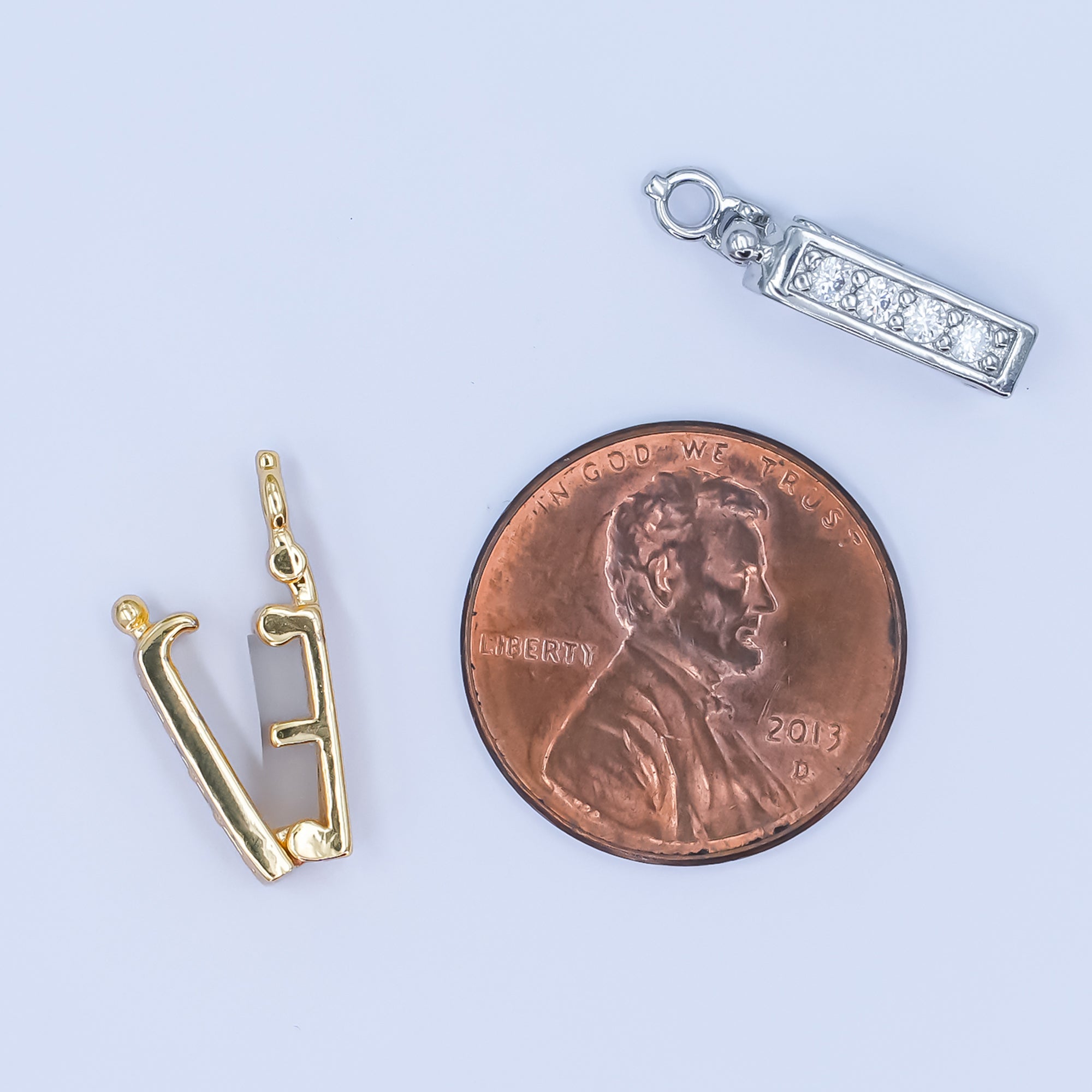 24K Gold Filled Micro Paved Snap Rectangular Bail Finding in Gold & Silver | Z1085