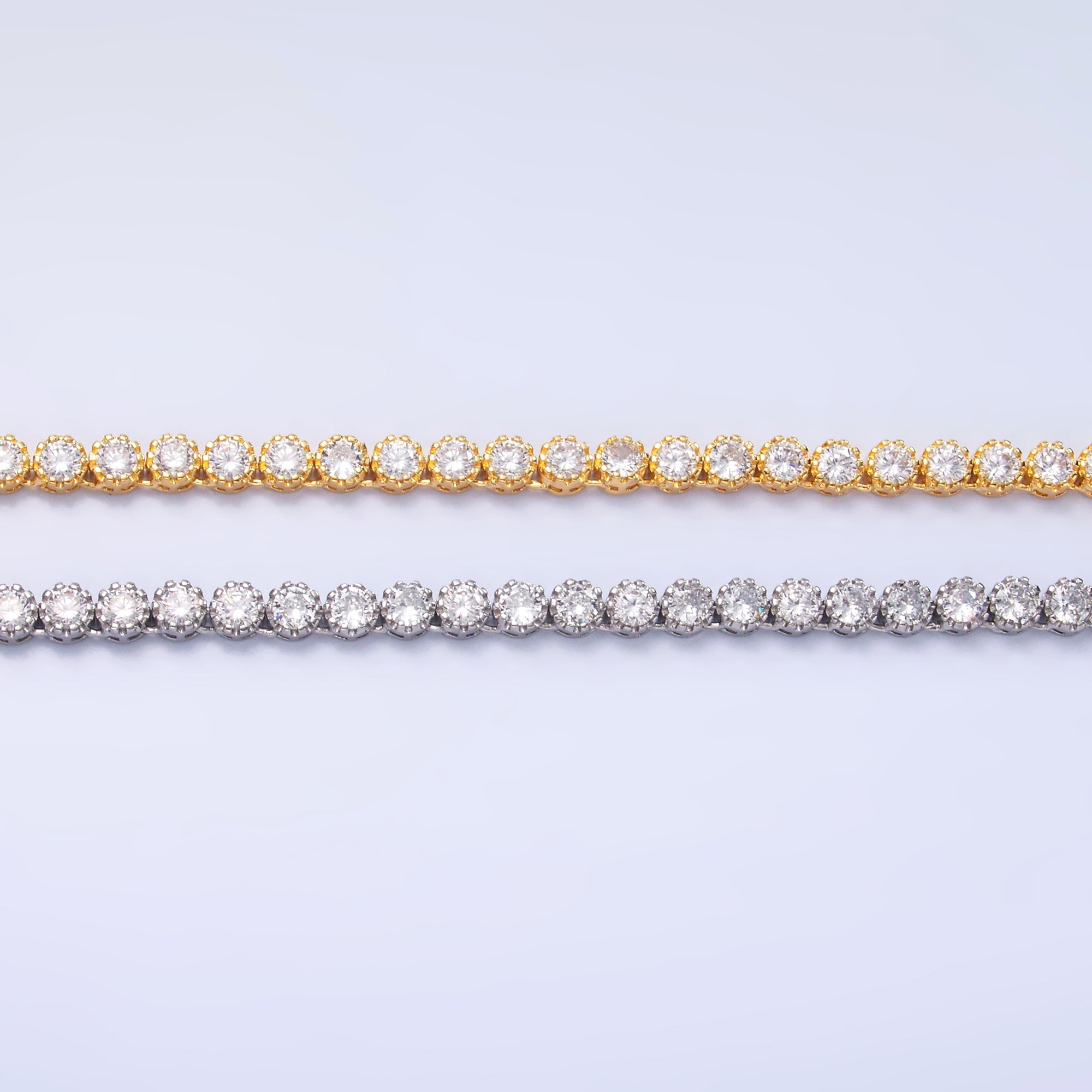 24K Gold Filled Round CZ Encapsulate Tennis Chain 16 Inch Necklace in Gold & Silver | WA-3025 WA-3026