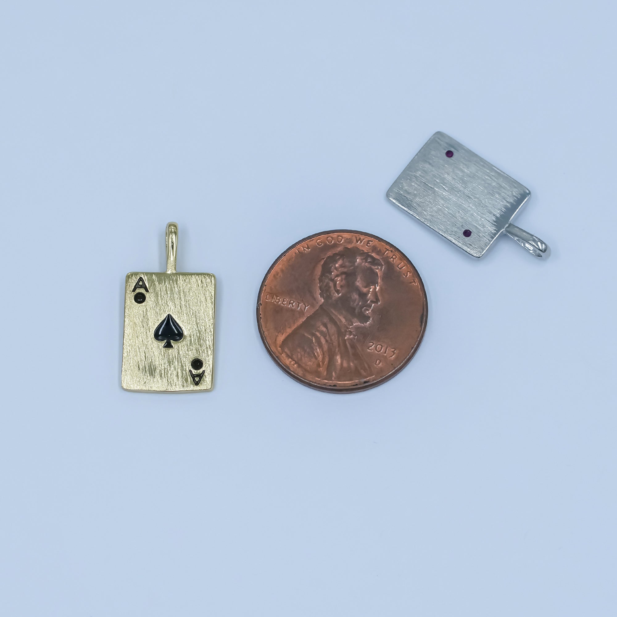 Stainless Steel Ace Playing Card CZ Pendant in Gold & Silver | AA1449 - AA1452