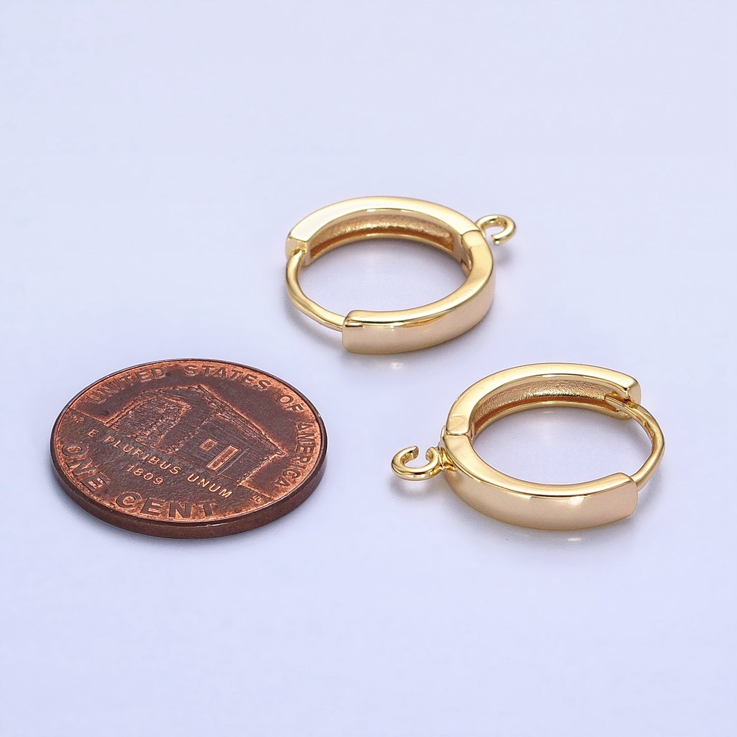 16K Gold Filled 15.5mm Huggie Open Loop Earrings Supply in Silver & Gold | Z-335