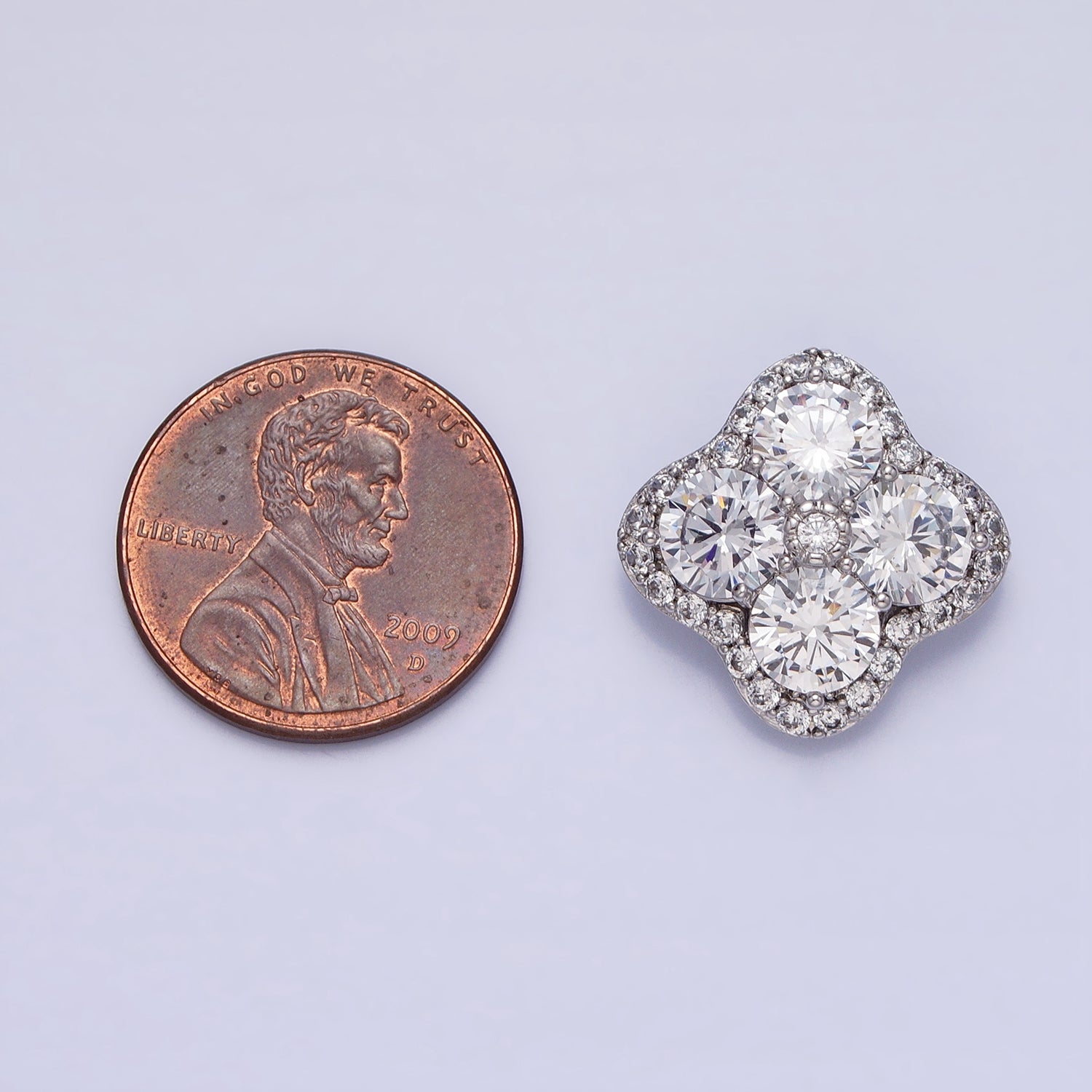 Mini Clover Charm Micro Pave Silver Four Leaf Pendant Minimalist Jewelry AA250 - DLUXCA