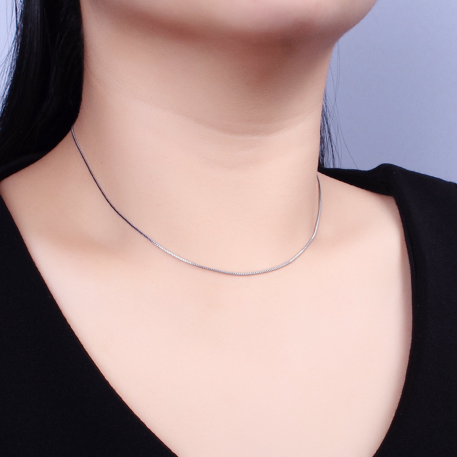 Dainty Cable Chain Necklace 19.6 inch Long Ready to Wear Necklace in Silver WA1679 - DLUXCA