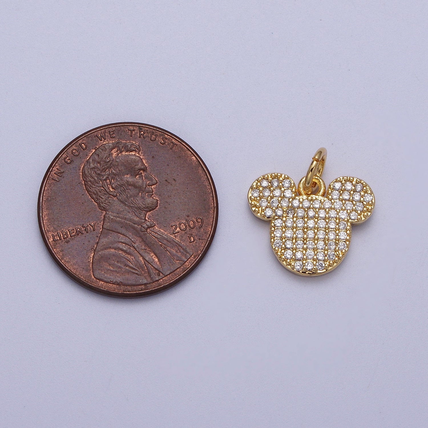 Gold Filled Mouse Animal Clear Micro Paved CZ Kid's Charm | C-726