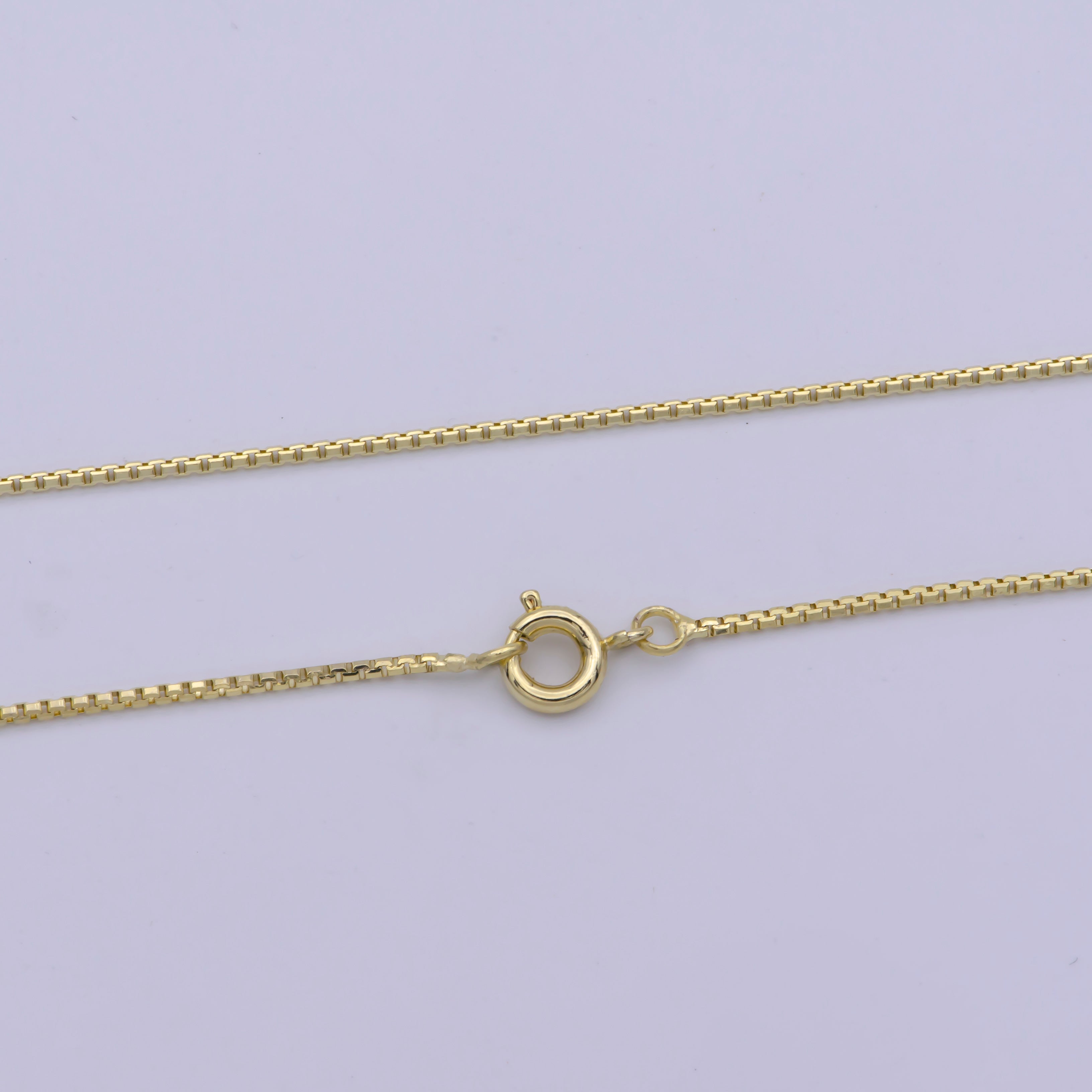 14K Gold Filled Box Chain Necklace, 18 Inch Box Chain Necklace, Dainty 0.8mm Box Necklace | WA-465 - DLUXCA