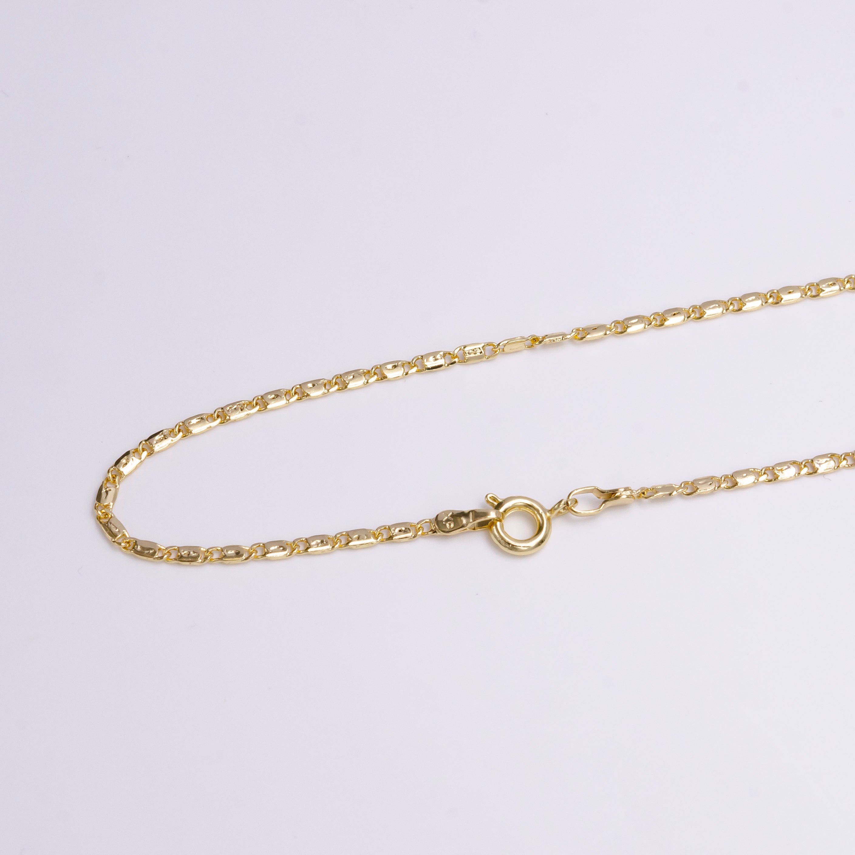 Gold Dainty 1.8mm Unique Dented Link 18 Inch Layering Chain Necklace | WA-1909 - DLUXCA