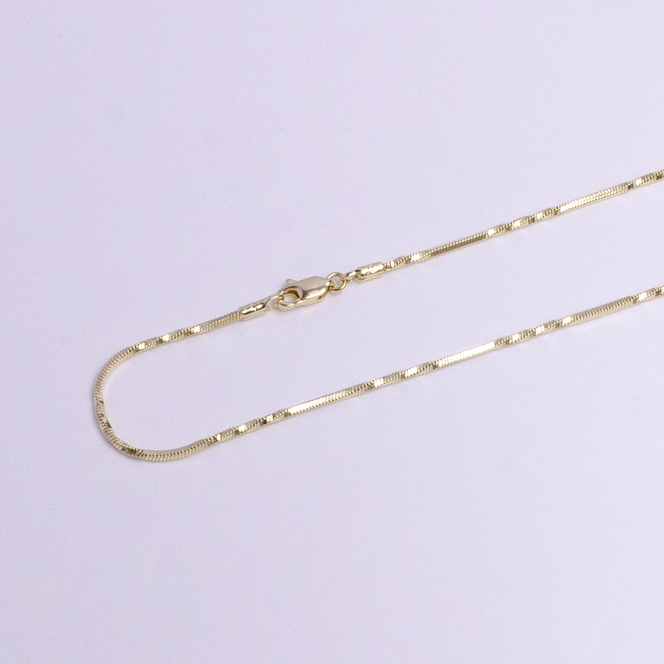 14K Gold Filled 1.3mm Unique Cocoon Snake Chain 18 Inch Layering Necklace | WA-1743