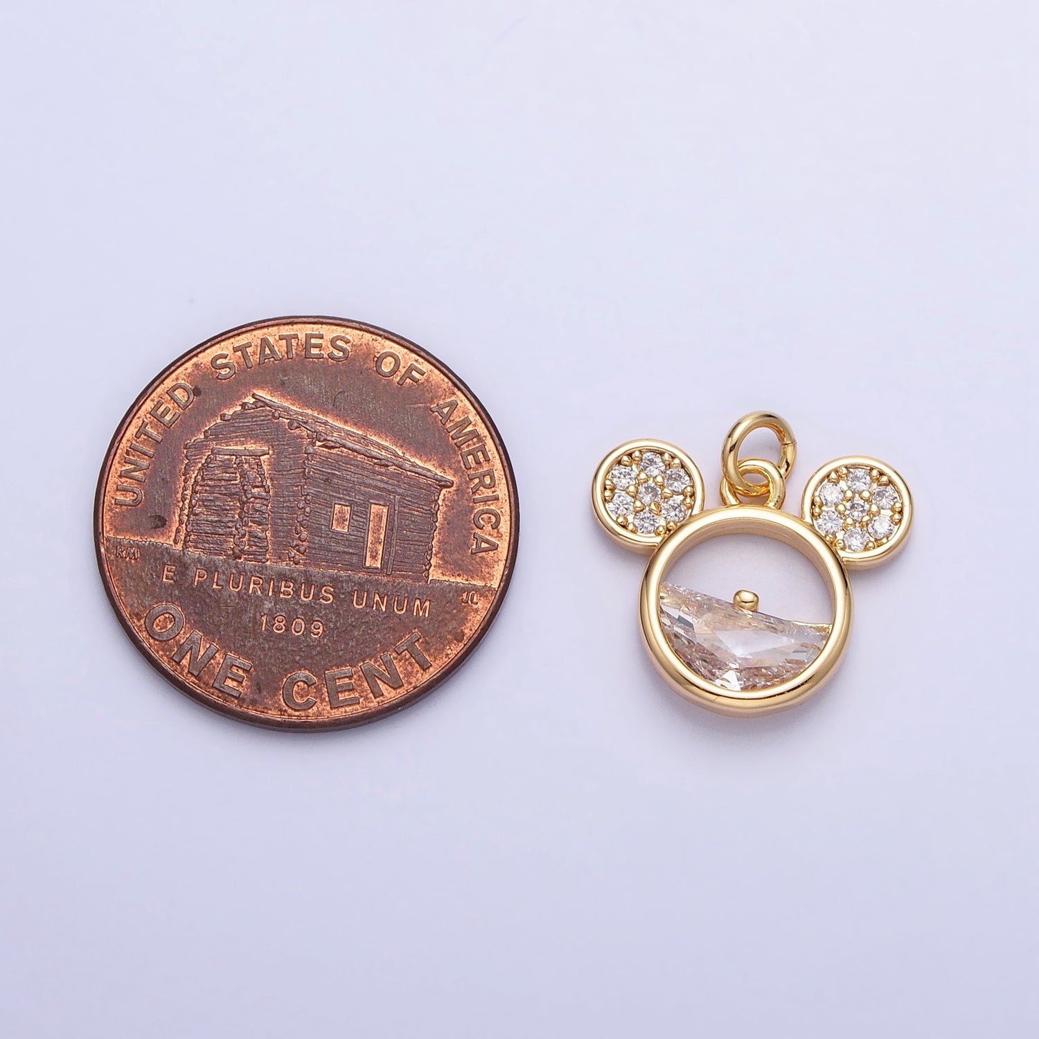 Gold, Silver Triple Round Mouse Micro Paved Clear CZ Charm | AC741 AC742