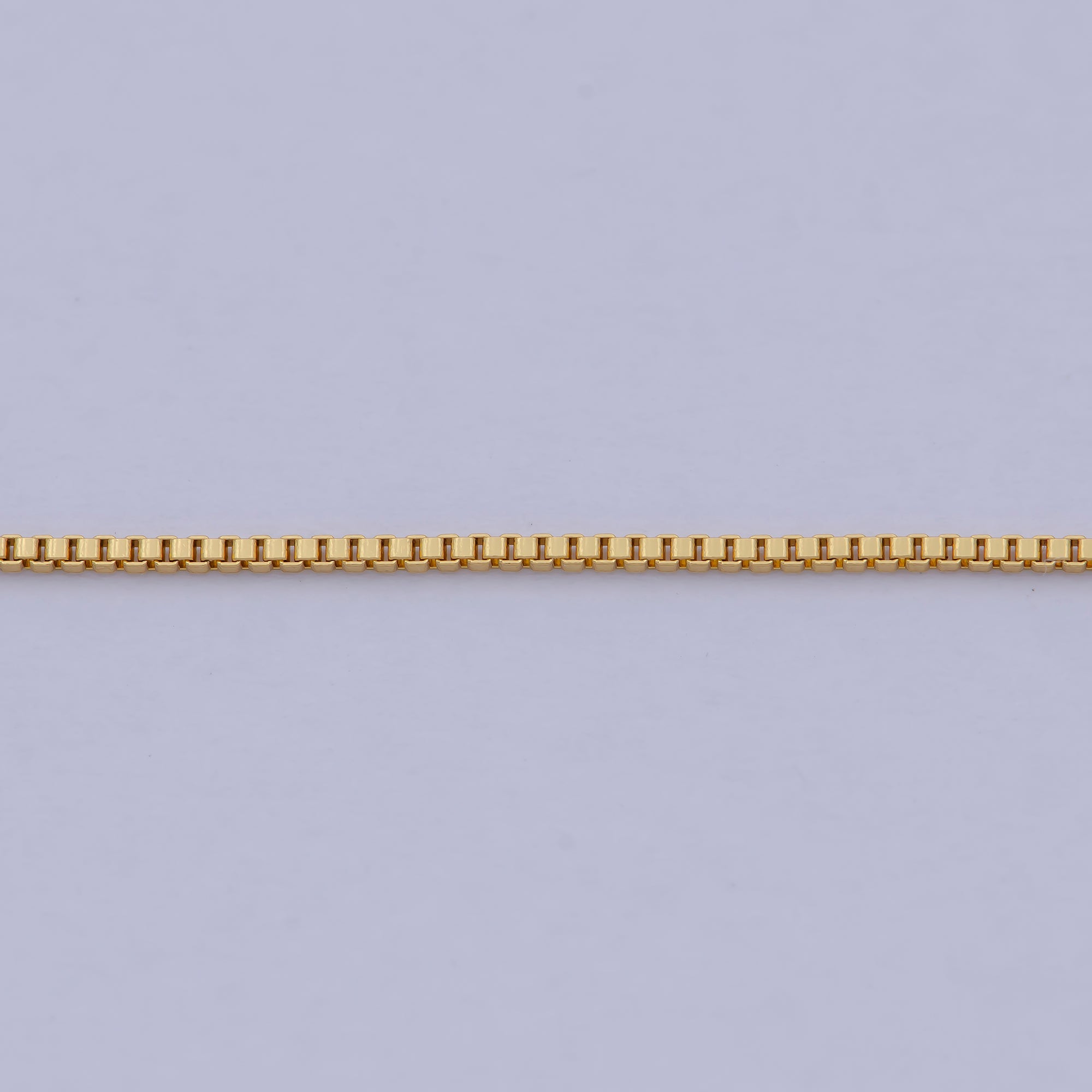 15.5" Box Chain Necklace, Dainty 24K Gold Plated 0.7mm Layering Finished Chain WA-503 - DLUXCA