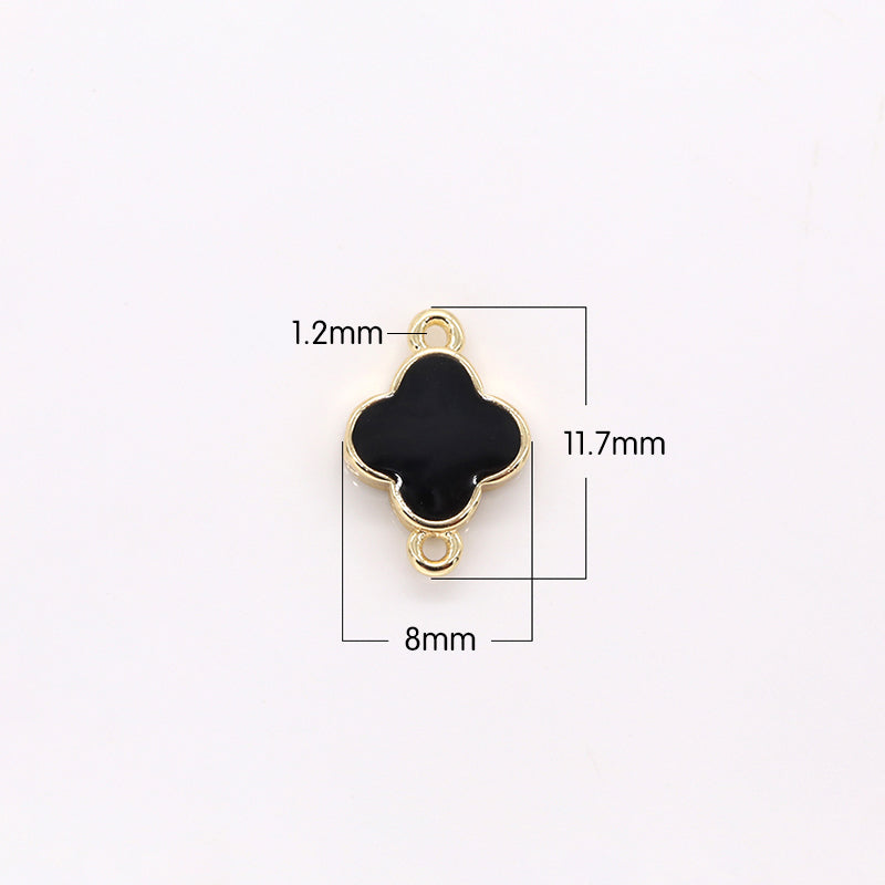 Black Golden Clover Frame Connector, Plain Gold Plated Frame Floral Nature Jewelry Supply Component GP-473 - DLUXCA