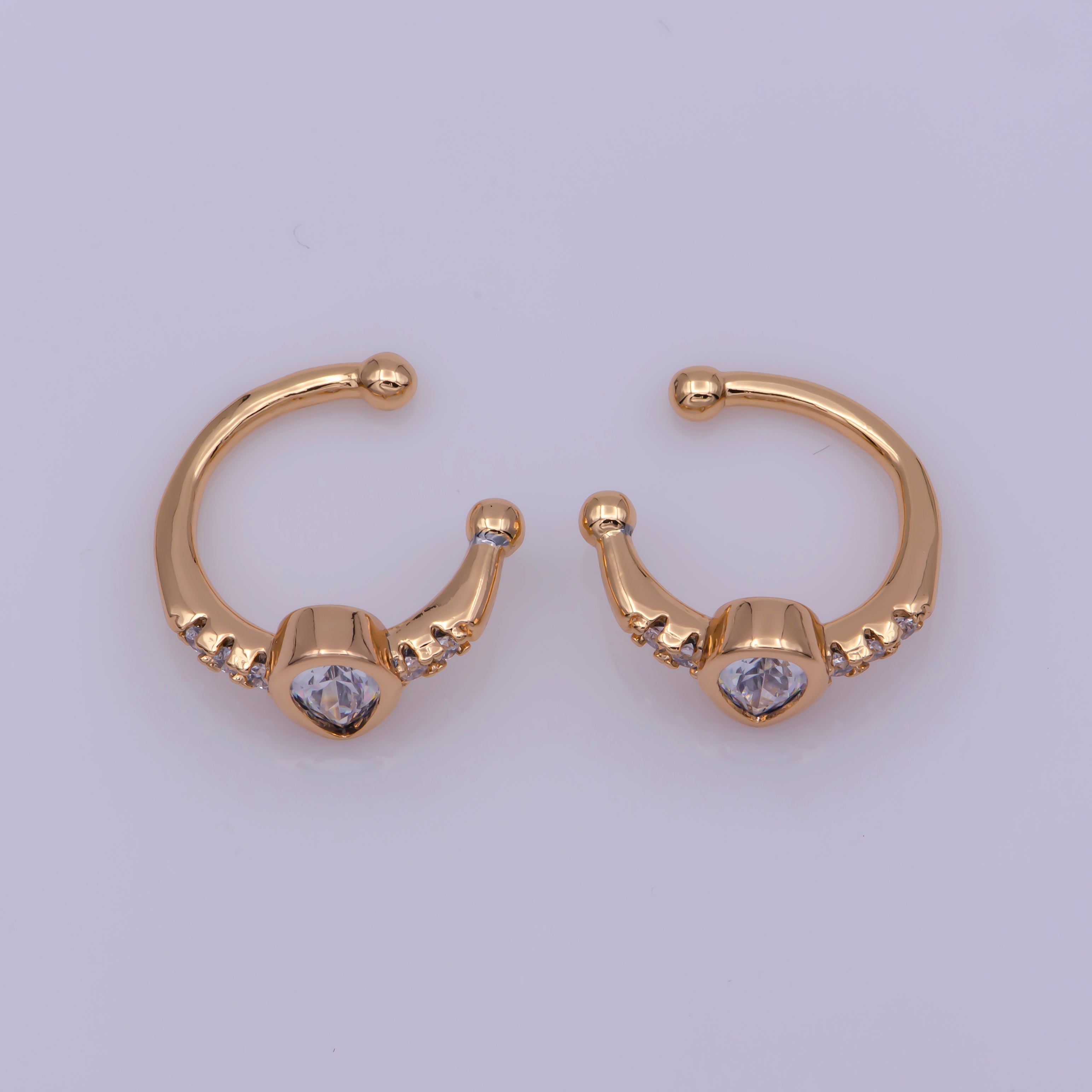 Clear Teardrop Micro Paved CZ Gold Ear Cuff Earrings | G165 - DLUXCA