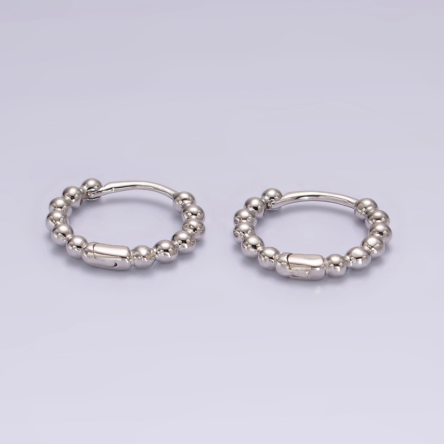 S925 Sterling Silver 13mm Beaded Bubble Minimalist Huggie Earring