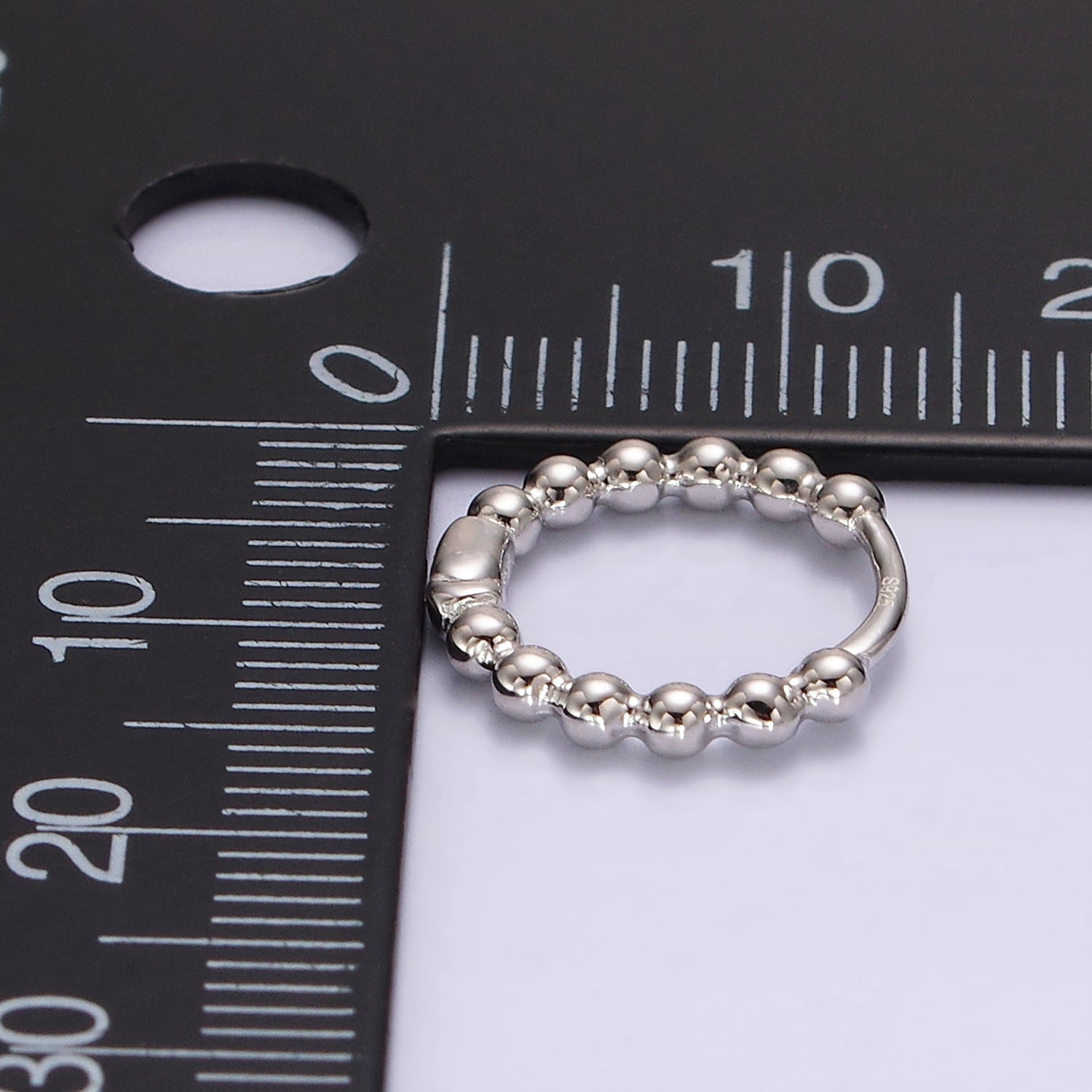 S925 Sterling Silver 13mm Beaded Bubble Minimalist Huggie Earring