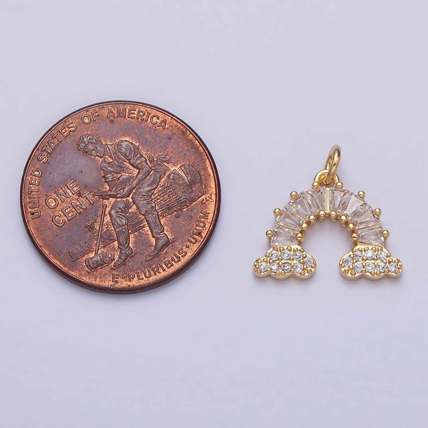 Gold Filled Rainbow Clear Baguette Micro Paved CZ Charm in Gold & Silver | AC266 AC267