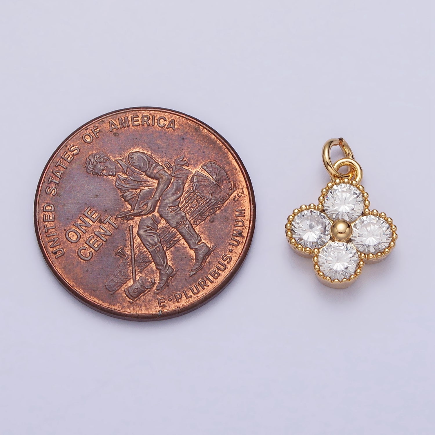 Mini Clear CZ Quatrefoil Clover Add-On Charm in Silver & Gold | AC276 AC297
