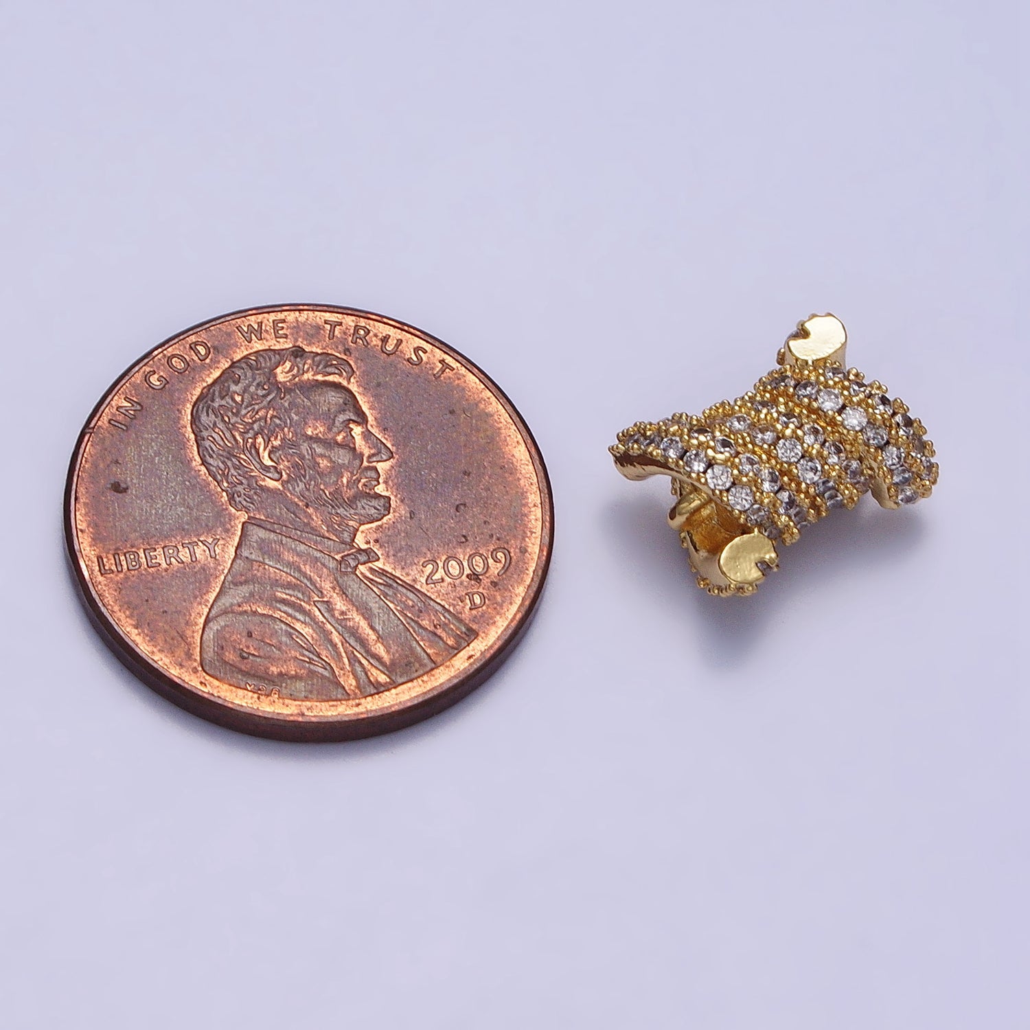 24K Gold Filled Spiral Tube Clear Micro Paved CZ Connector in Gold & Silver | Y-786