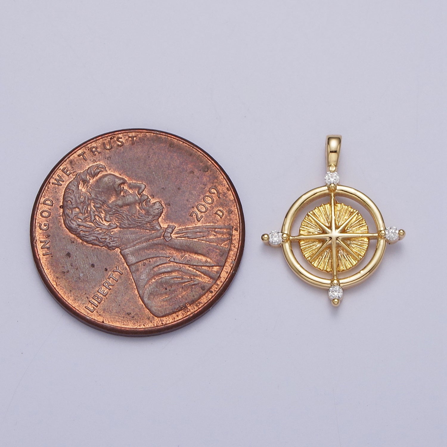Celestial Northern Star Compass Clear CZ Add-On Charm in Gold & Silver | AC-127