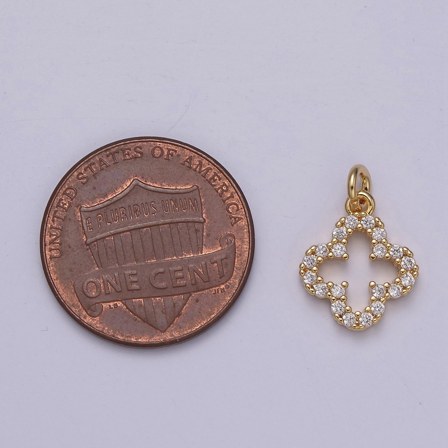 OS Cubic Gold clover charm, clover pendants Lucky gold Pendant 14k Gold Filled Charm E-746 E-745