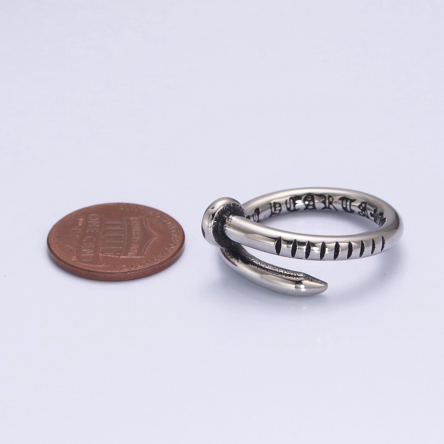 Stainless Steel Wrap Nail Ring for Men Antique Silver Ring O-839 O-840