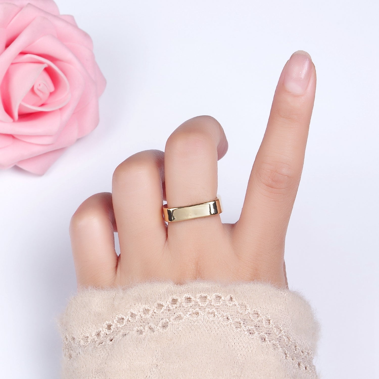 14K Gold Filled Square Geometric Band Ring | AA1107 - DLUXCA