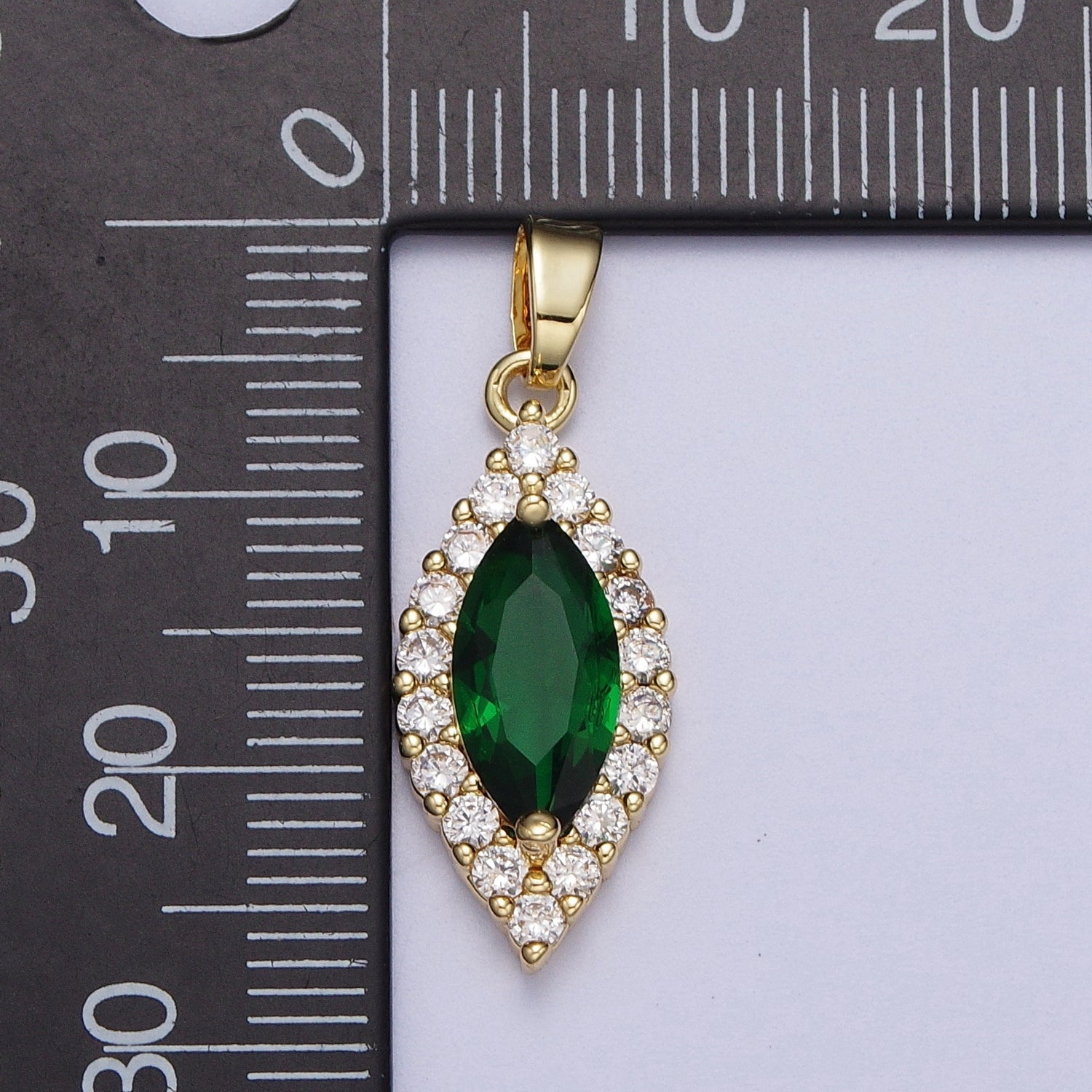 Clear, Yellow, Green, Red, Pink Marquise Eye Shape Pendant Diamond Pave Pendant | X-342-X-345 X-672