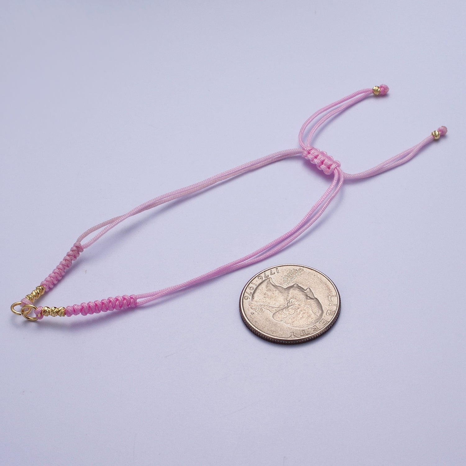 Minimalist Fabric Knot Pink/White Bracelet Making Supply Jewelry Component | K021 L936 - DLUXCA