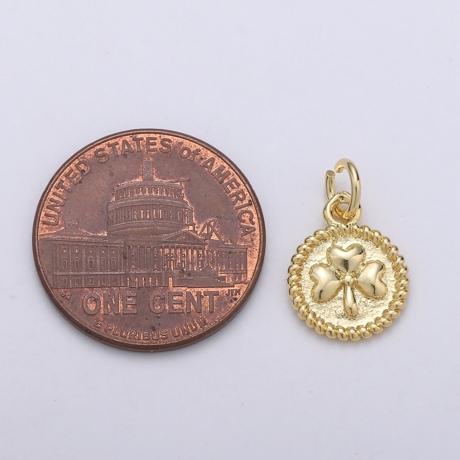 OS 24K Gold Filled Three Leaf Clover Charm E-068