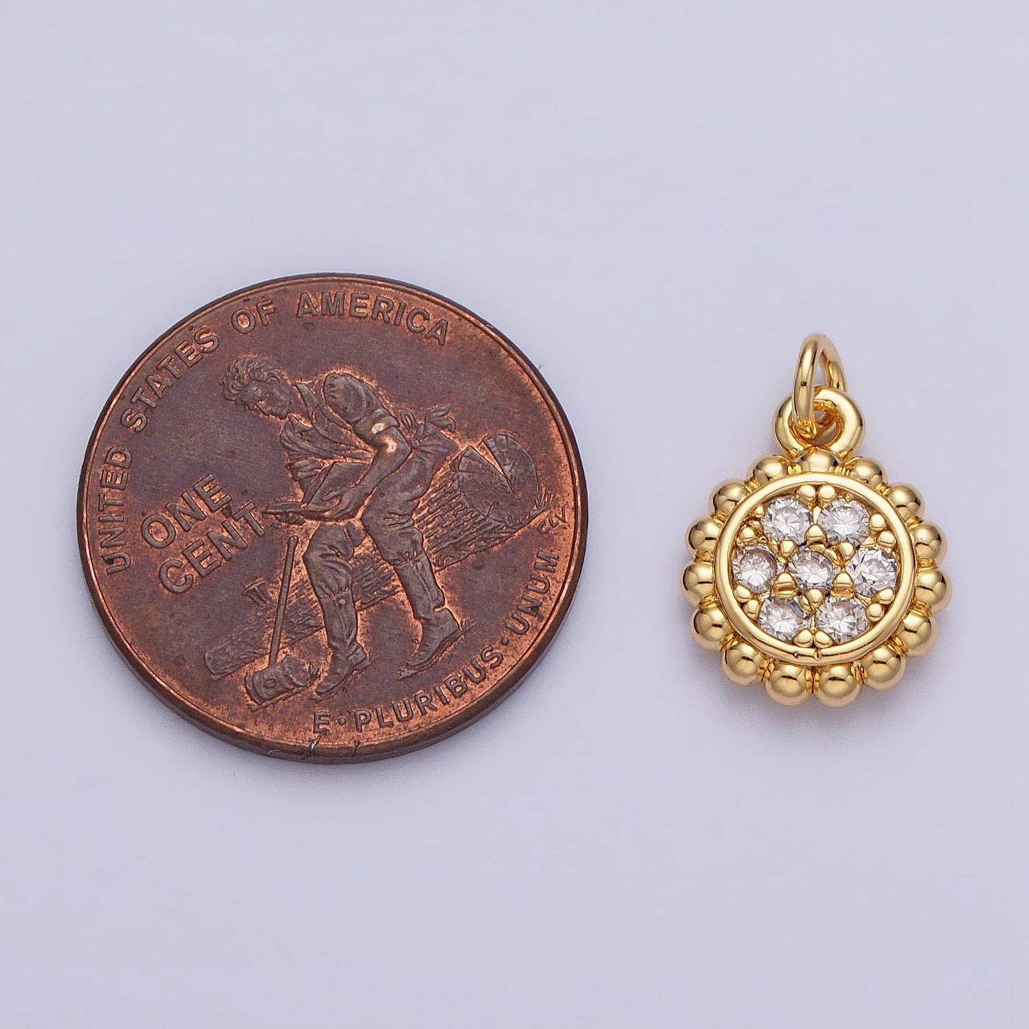 Gold, Silver Beaded Clear Micro Paved Round Add-On Charm | AC605 AC626