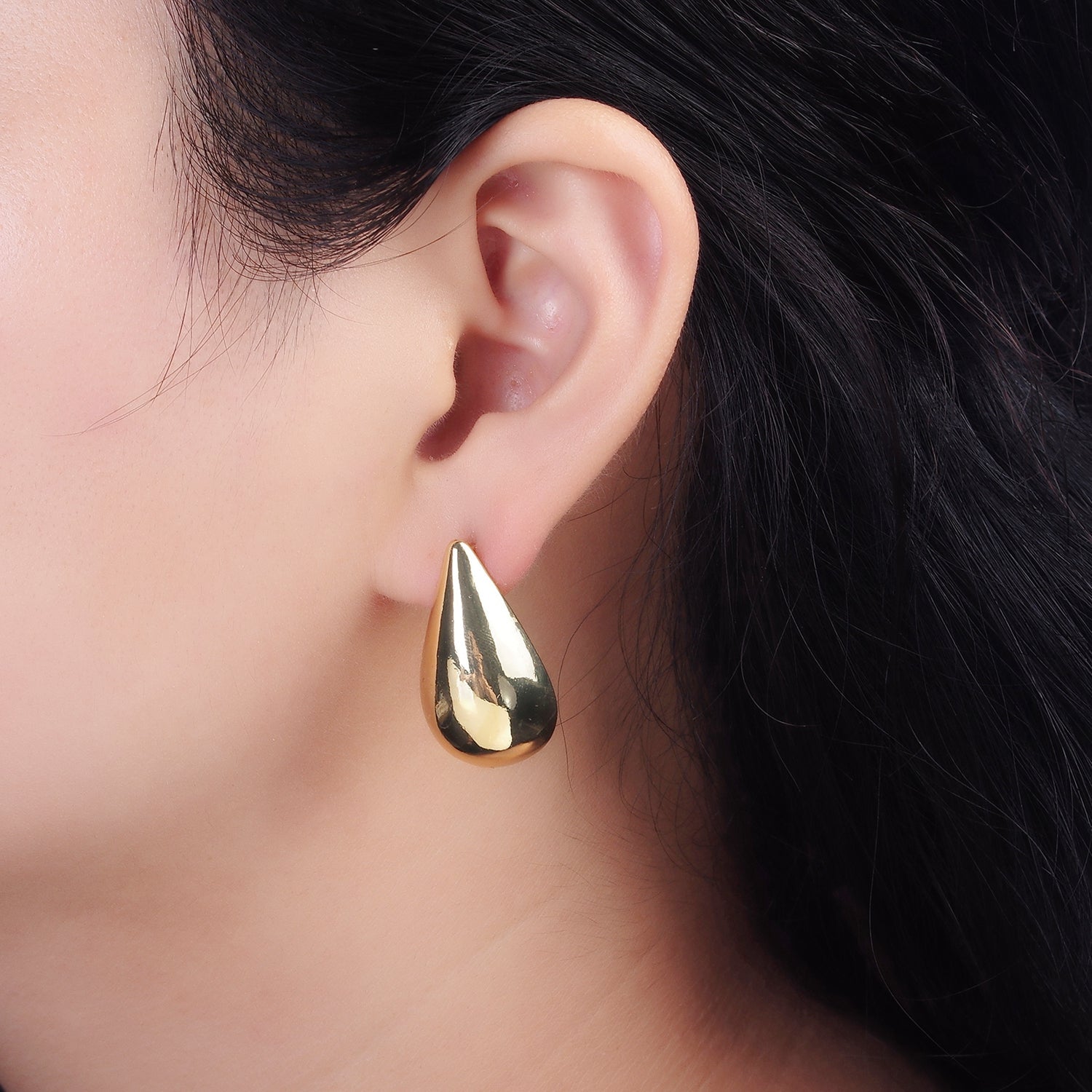 14K Gold Filled 30mm Teardrop Dome Statement Modern Earrings | AE193 - DLUXCA