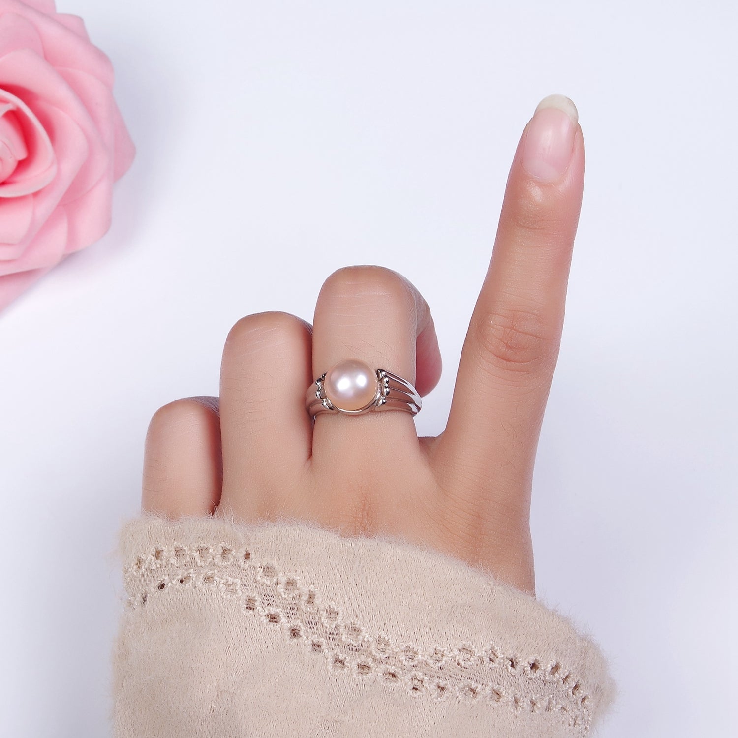 14K Gold Filled White, Pink Pearl Multiple Band Ring in Gold & Silver | O1868 - O1871 - DLUXCA