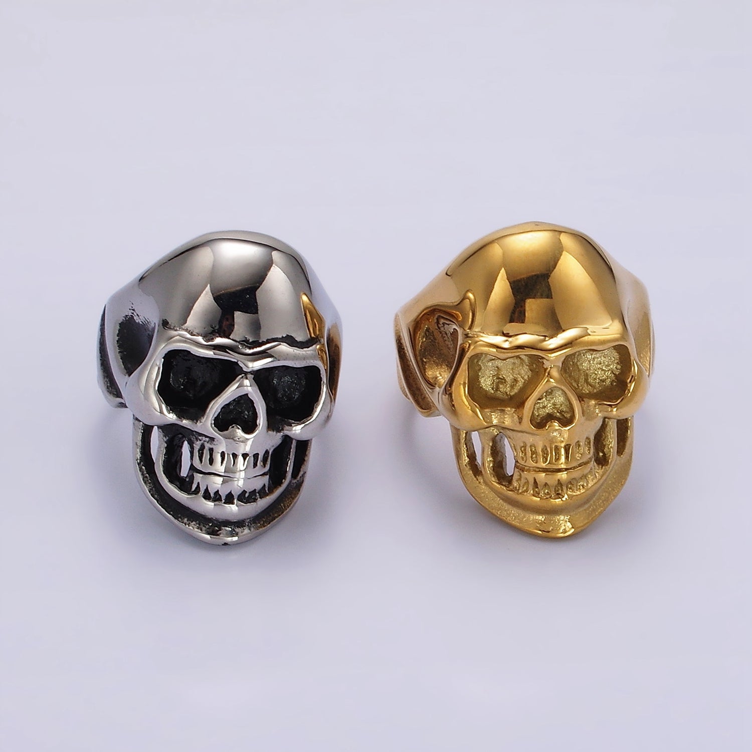 Stainless Steel Human Skeleton Skull Ring in Silver & Gold | O712, O720 - DLUXCA