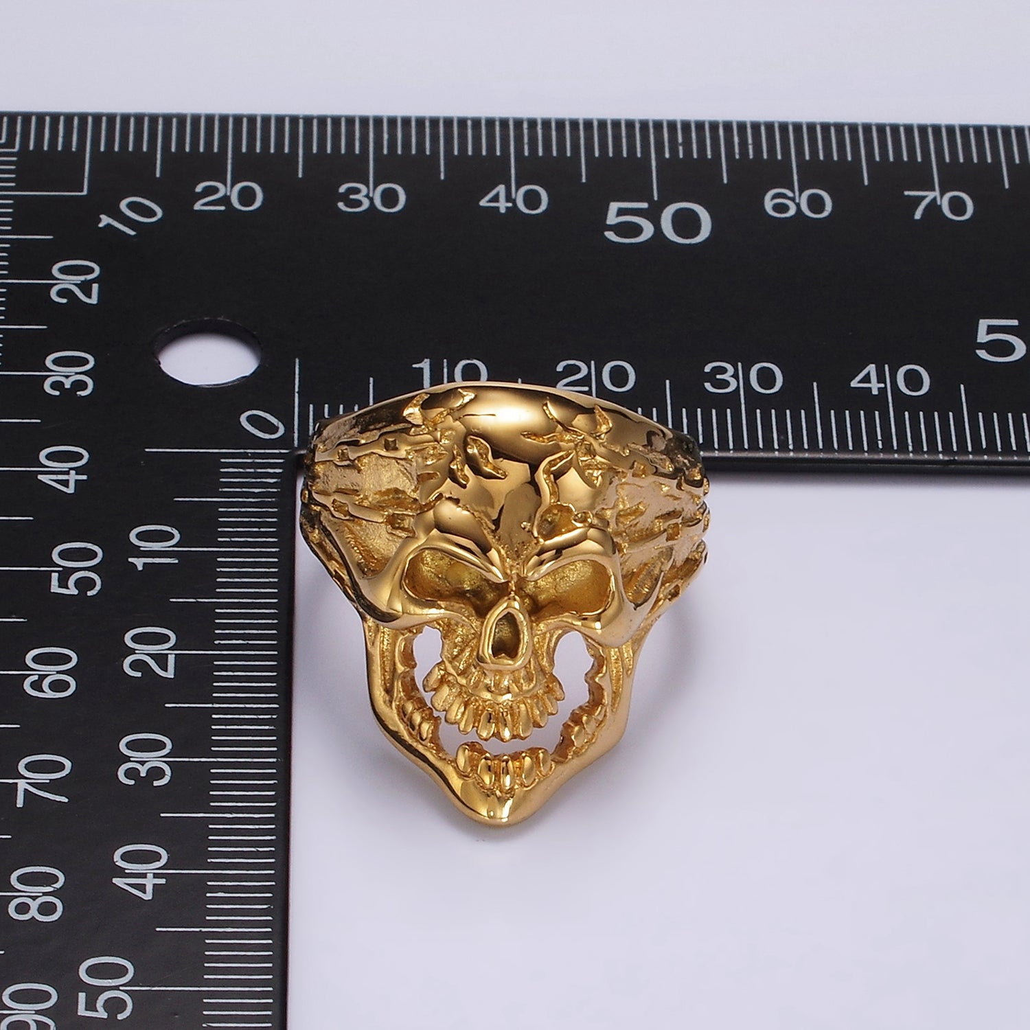 Stainless Steel Molten Human Skeleton Skull Ring in Gold & Silver | O1117 - O1124 - DLUXCA