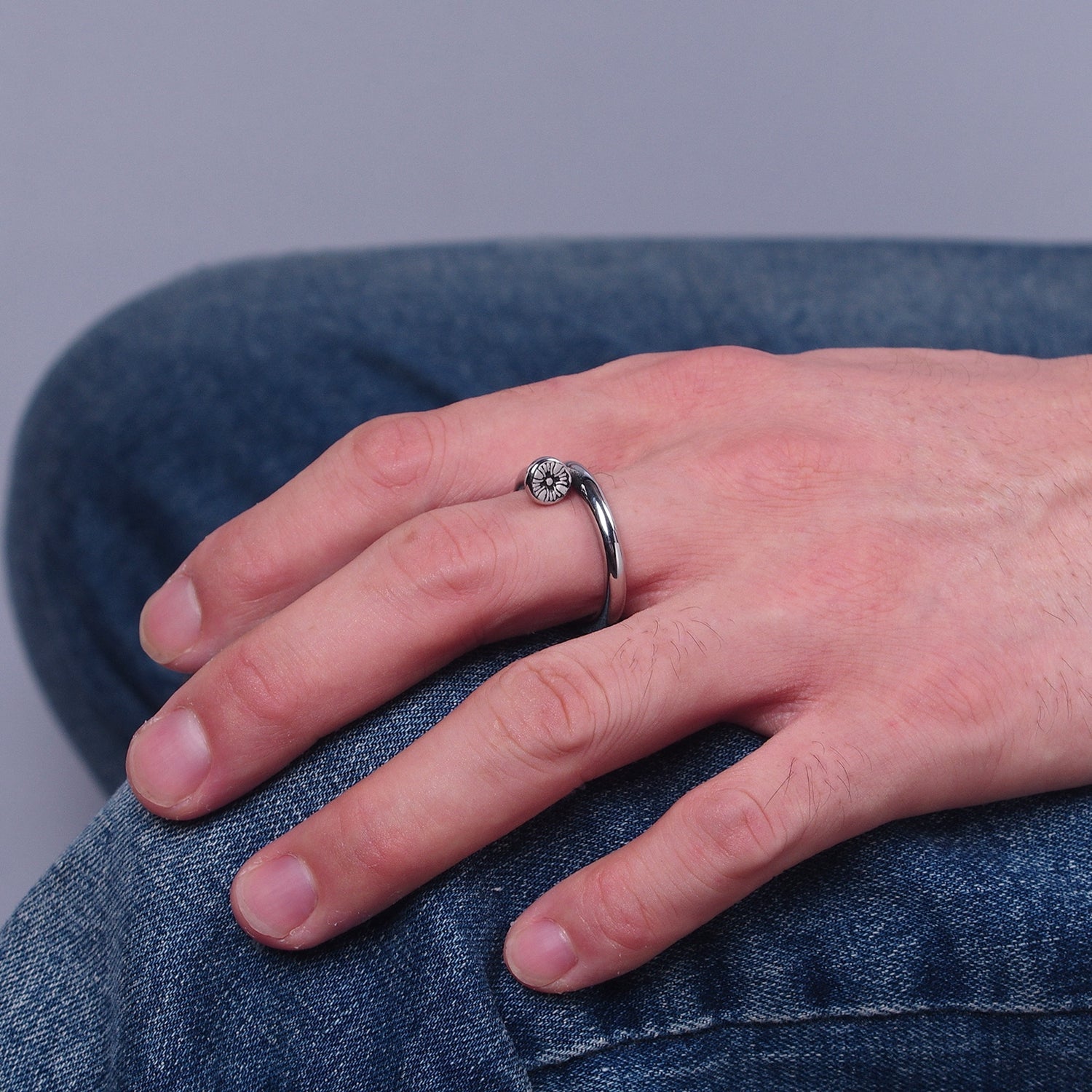 Stainless Steel Wrap Nail Ring for Men Antique Silver Ring O-839 O-840