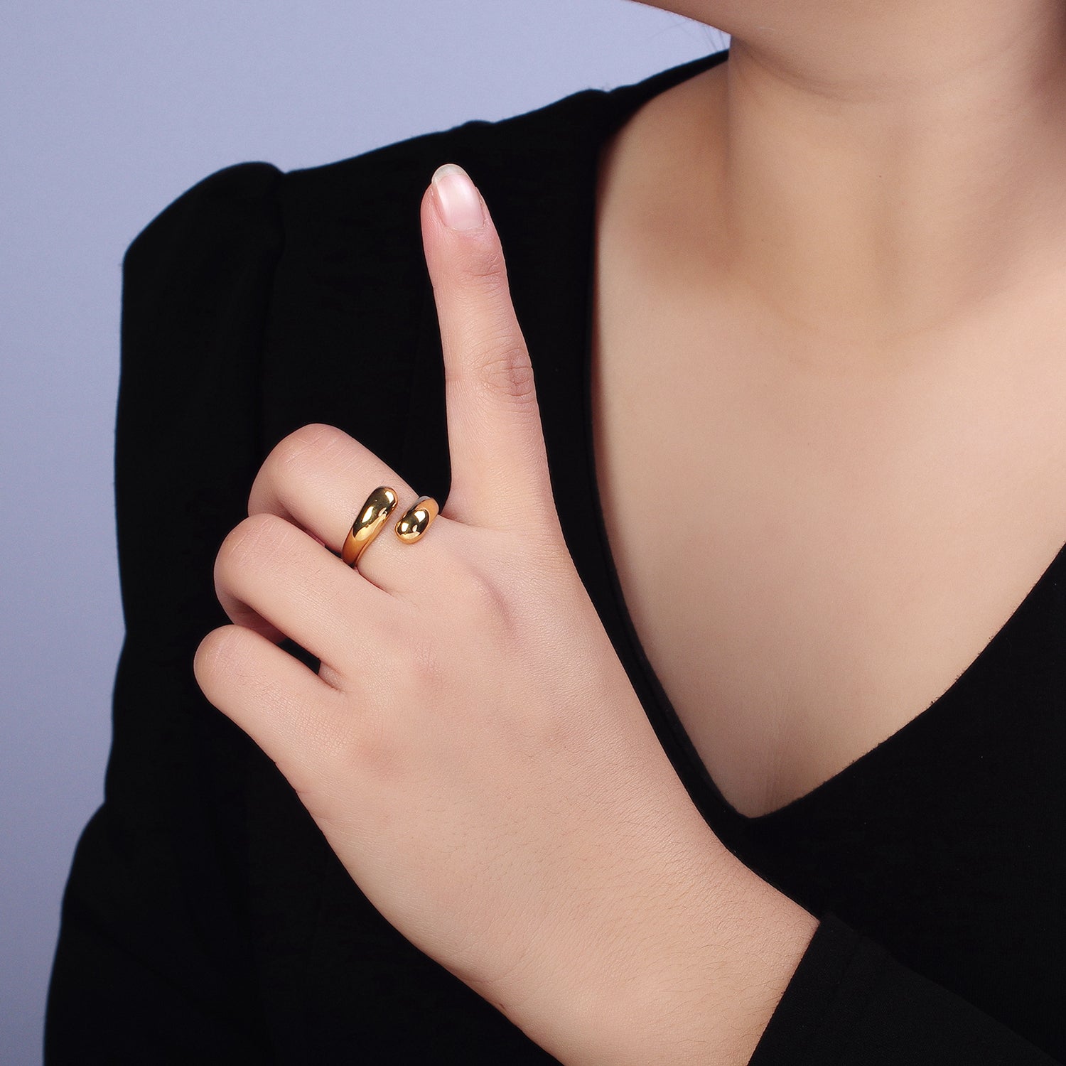 Stainless Steel Chubby Geometric Claw Open Band Ring in Gold & Silver | AA1178, AA1182 - DLUXCA