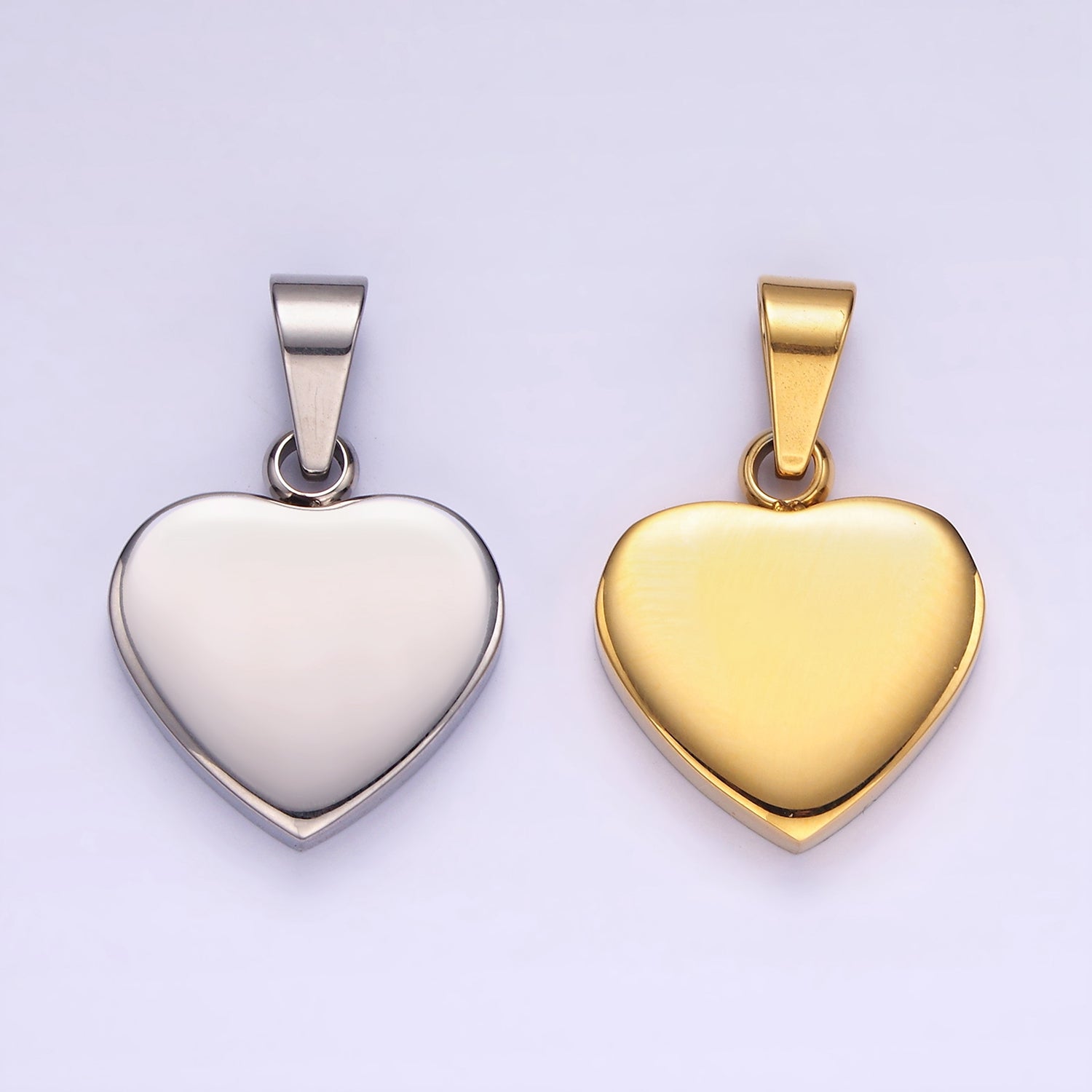 Gold Stainless Steel Heart Pendant Silver Blank Heart Charm P-1197