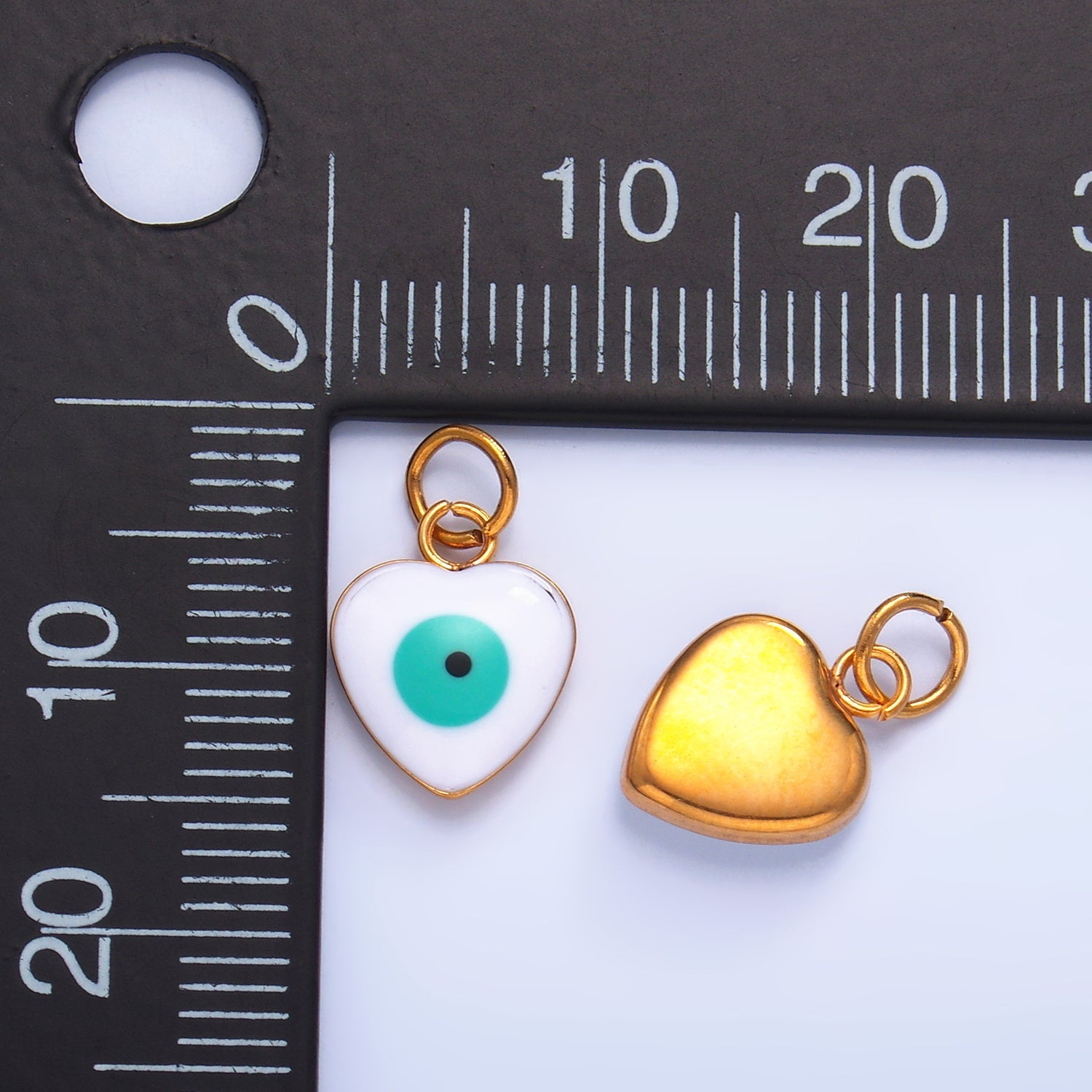 Stainless Steel Evil Eye Enamel Heart Charm in Gold & Silver | P733