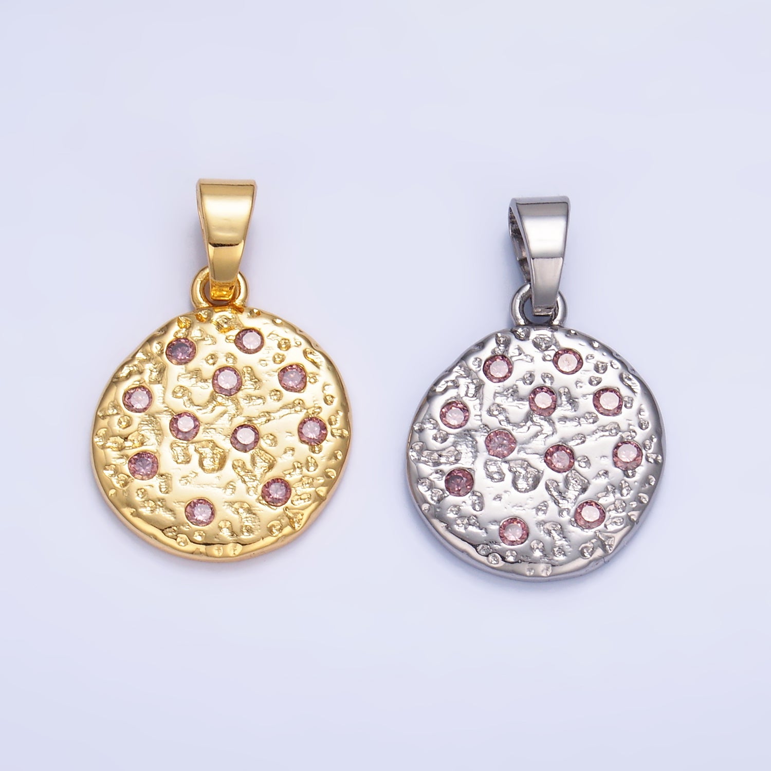 24K Gold Filled Pink CZ Cookie Food Pendant in Gold & Silver | AA1428
