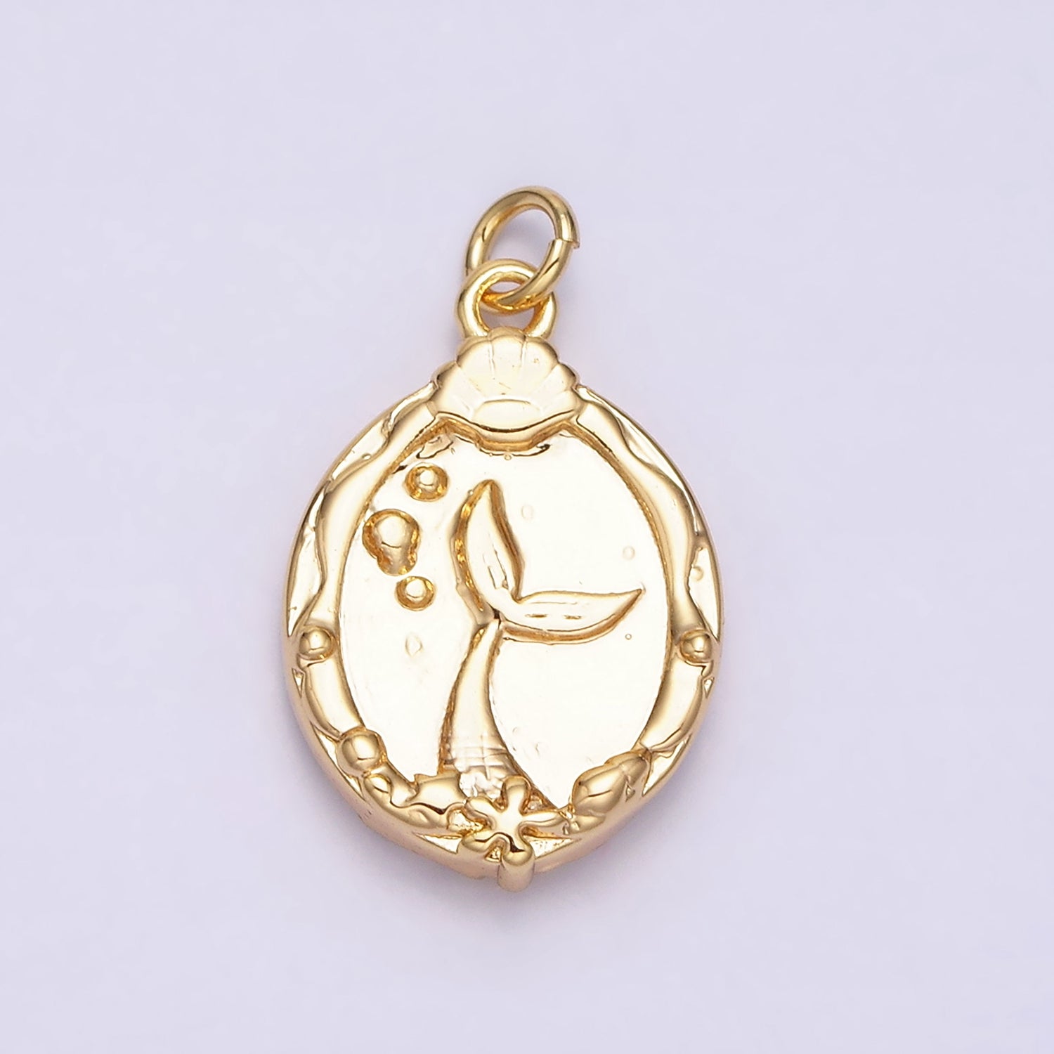 16K Gold Filled Double Sided Princess Mermaid  White, Pink, Blue Sparkly Enamel Charm in Gold & Silver | AC1087 - AC1092