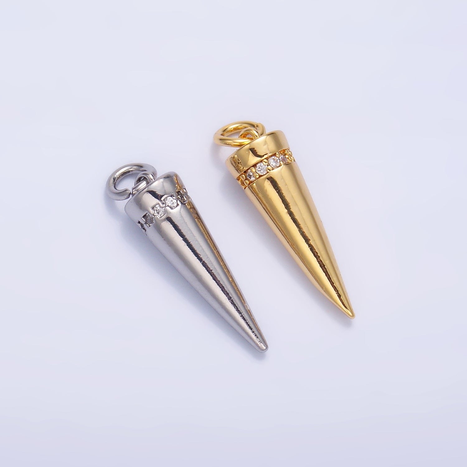 24K Gold Filled Micro Paved CZ Spike Charm in Gold & Silver | W881
