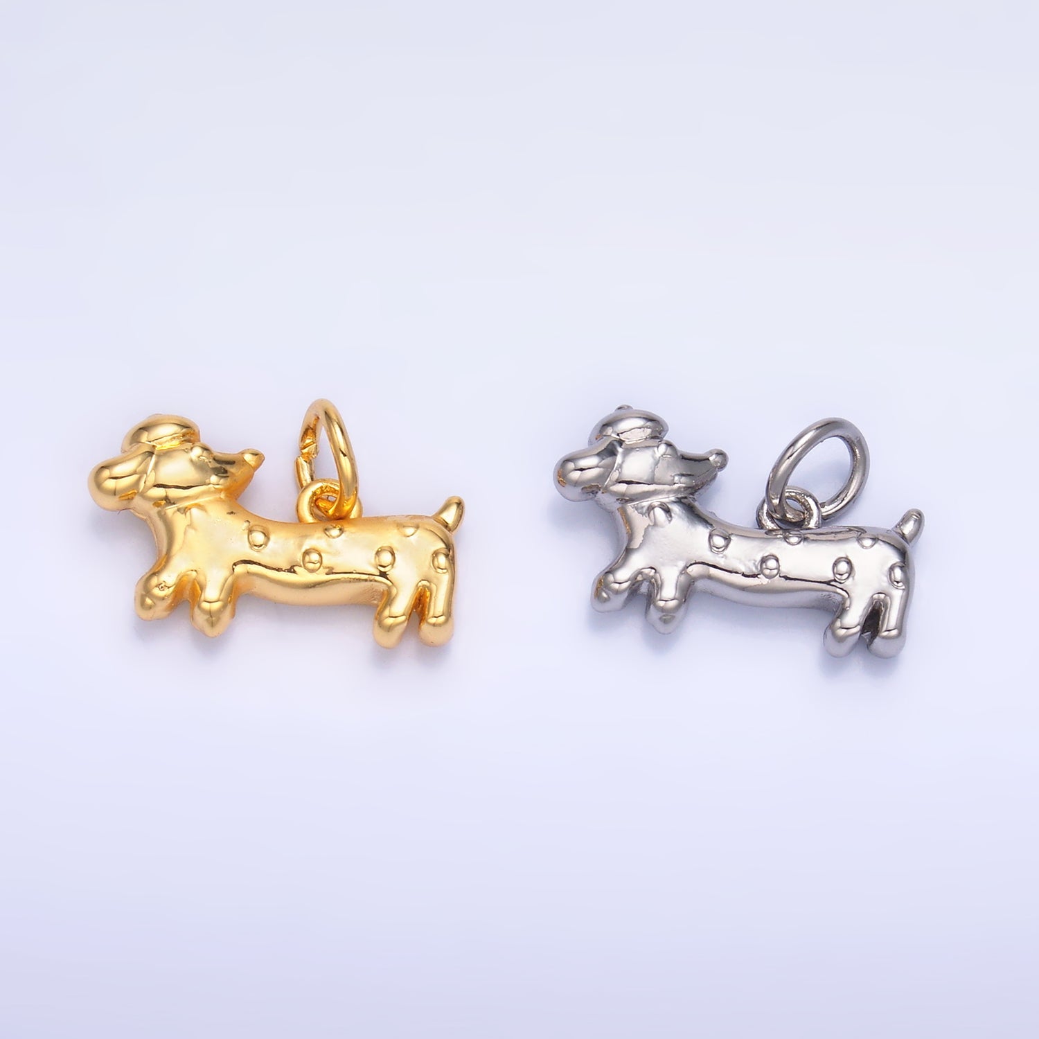 24K Gold Filled Weiner Dachshund Dog Charm in Gold & Silver | W876