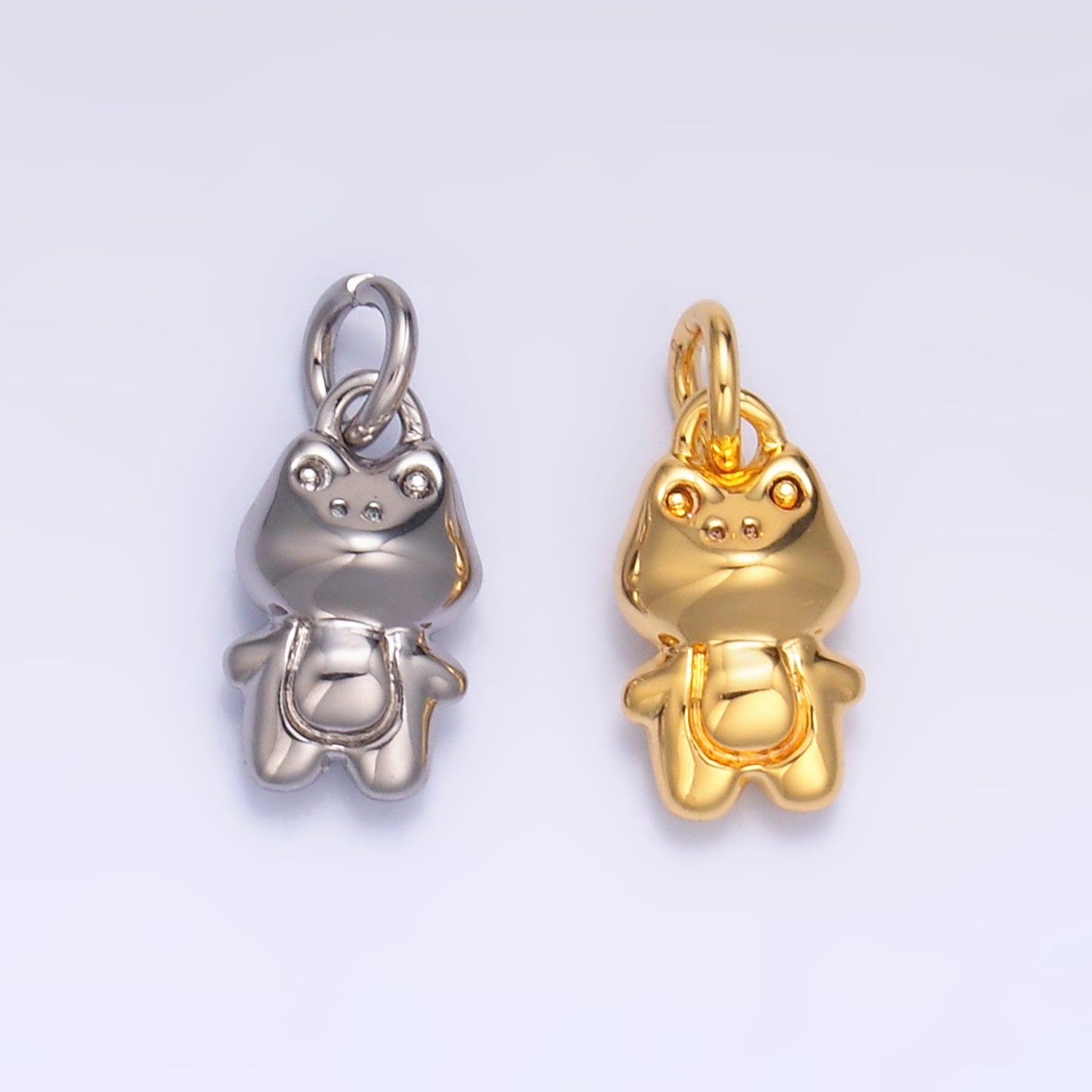 24K Gold Filled Frog Animal 3D Multidimensional Charm in Gold & Silver | W873
