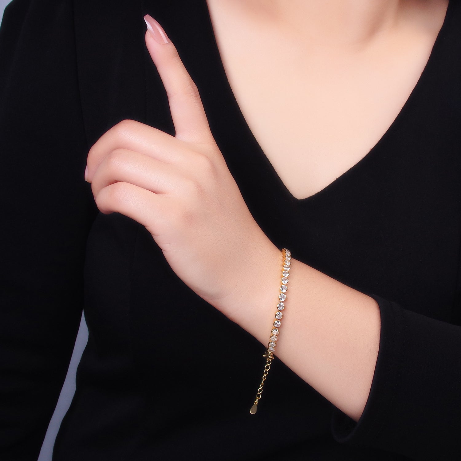 24K Gold Filled 4.5mm Clear CZ Round 7 Inch Tennis Bracelet | WA-2979