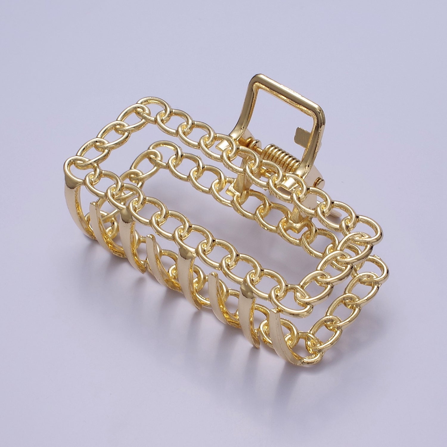 Gold Rectangle Metal Hair Claw, Women Hair Clip, Metal Hair Clip Hair Clasp Round Cable Link Hair Accessories