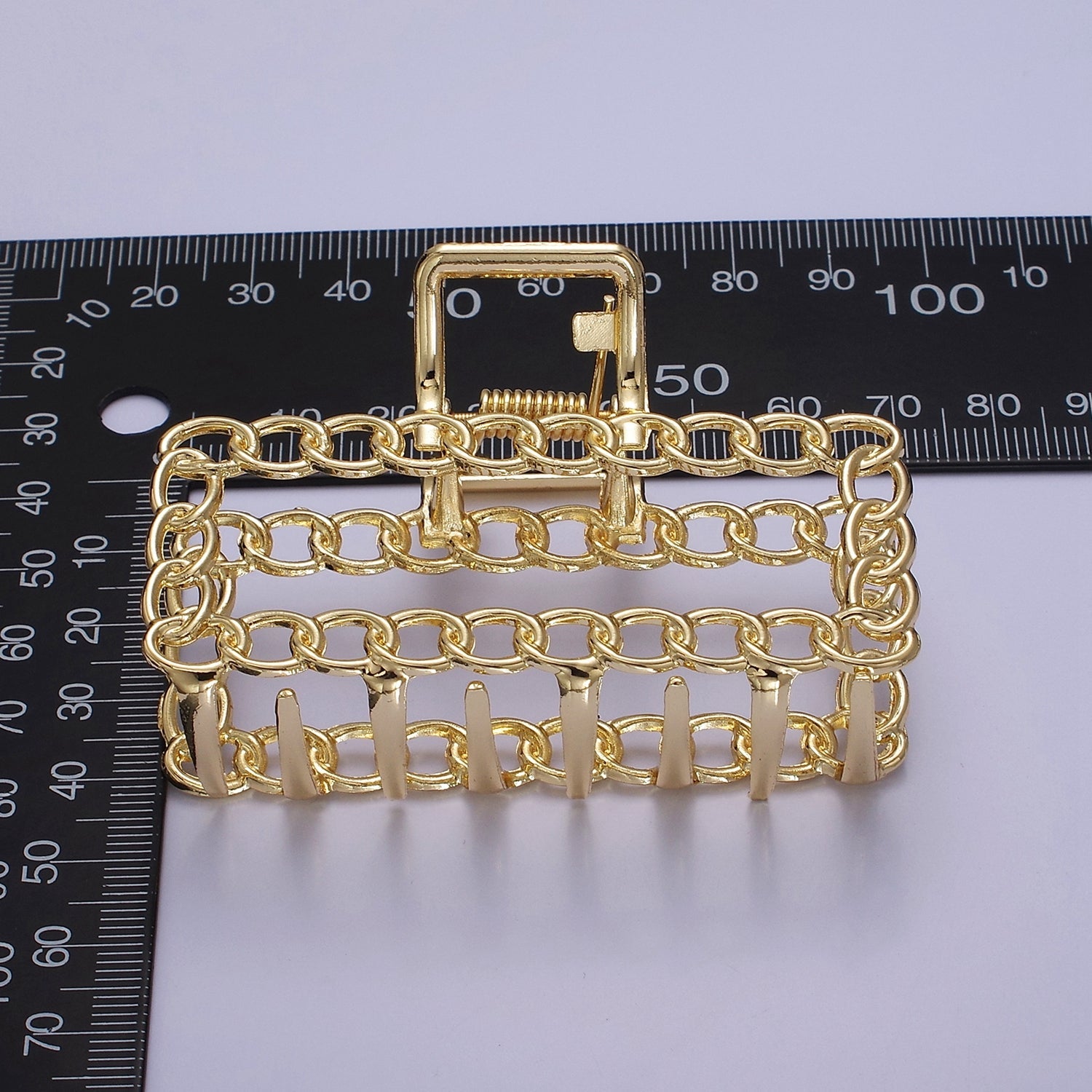 Gold Rectangle Metal Hair Claw, Women Hair Clip, Metal Hair Clip Hair Clasp Round Cable Link Hair Accessories