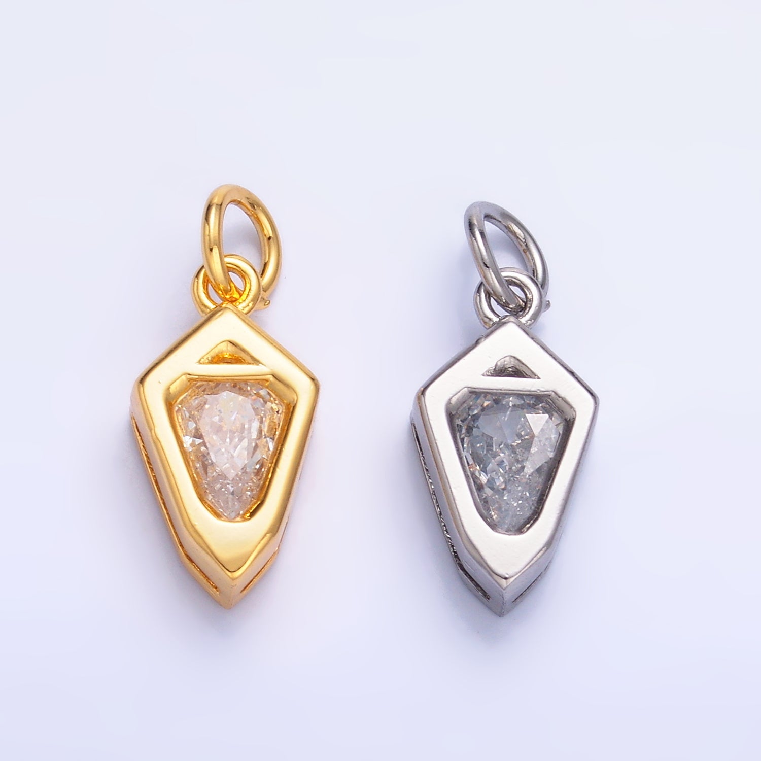 24K Gold Filled Clear CZ Geometric Mini Add-On Charm in Gold & Silver | M623