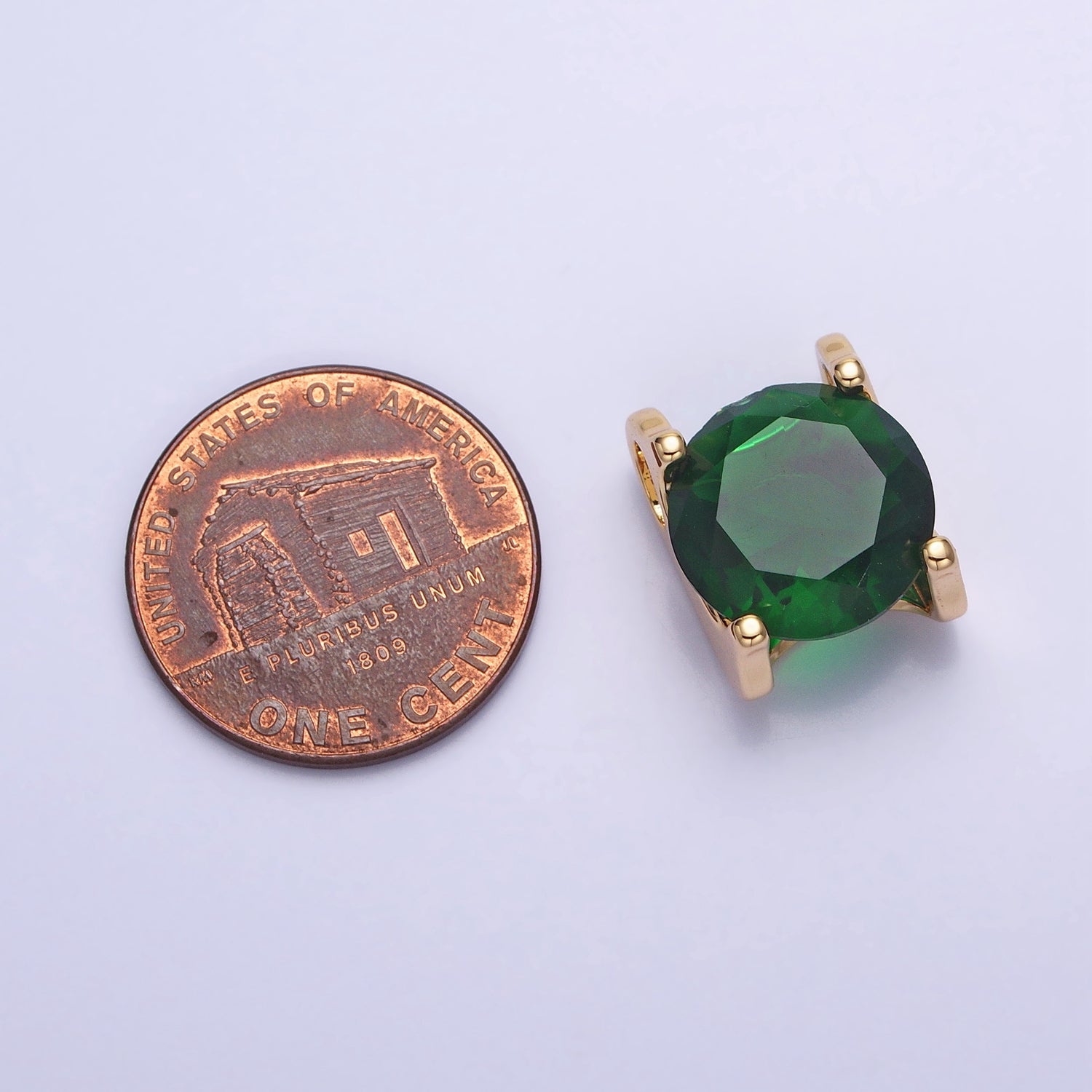 16K Gold Filled Emerald Green Birthday May Birthstone 12mm Add-On Charm in Silver & Gold | AC-400 AC-951