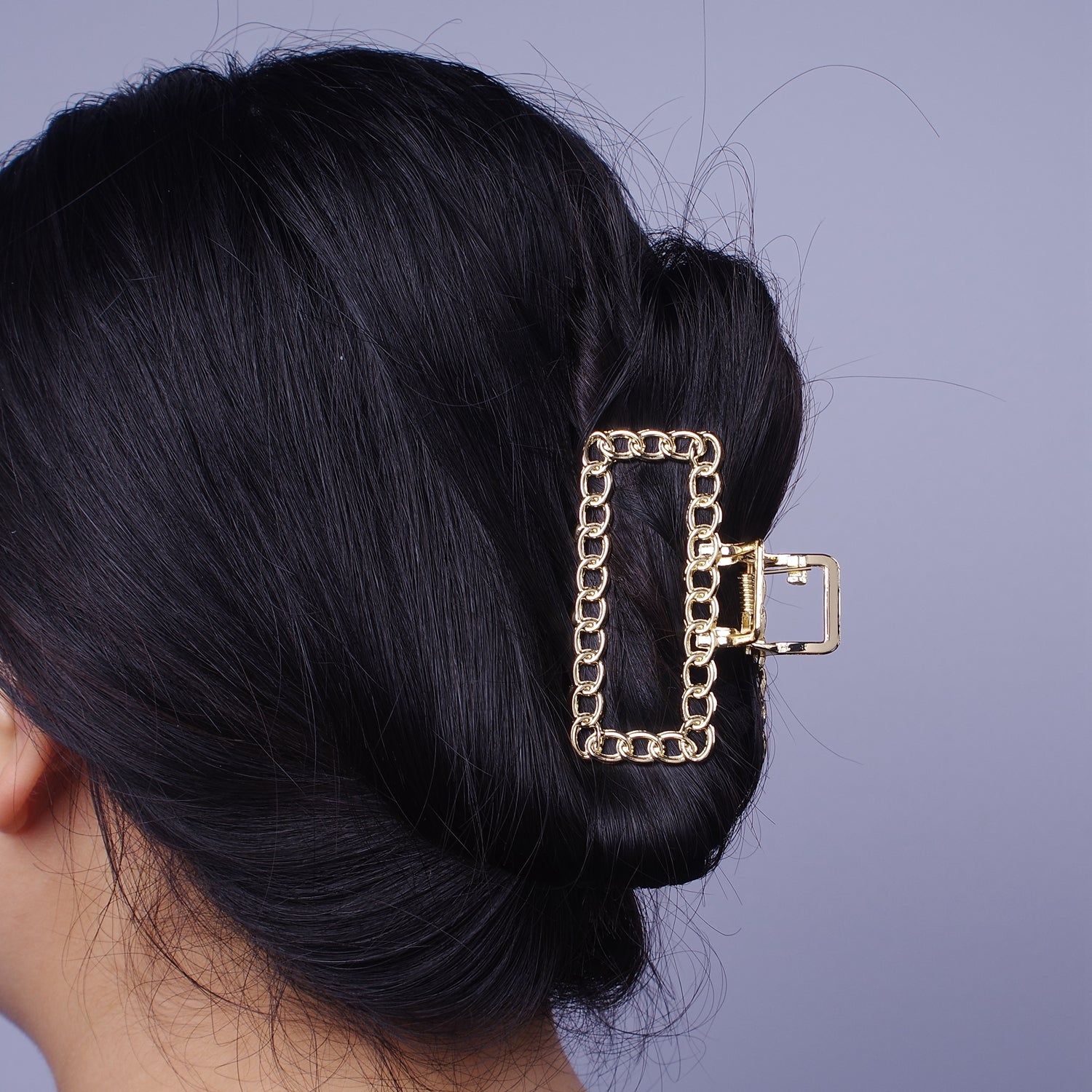 Gold Rectangle Metal Hair Claw, Women Hair Clip, Metal Hair Clip Hair Clasp Round Cable Link Hair Accessories