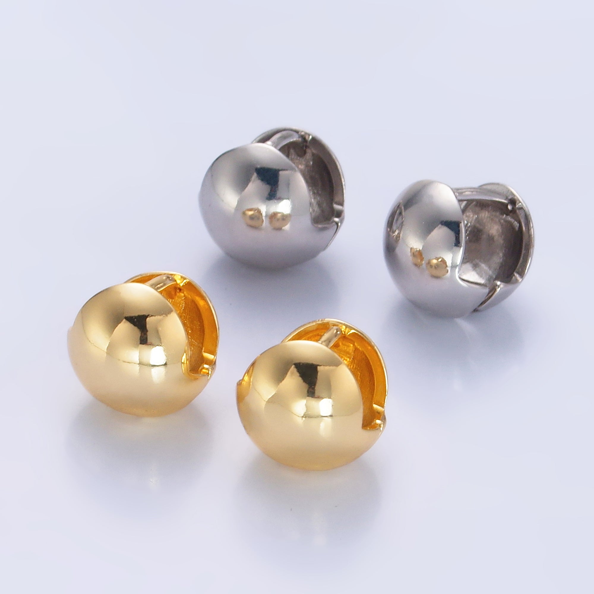 24K Gold Filled Minimalist Ball Round Cartilage Huggie Earrings in Gold & Silver | AB547 AB1047